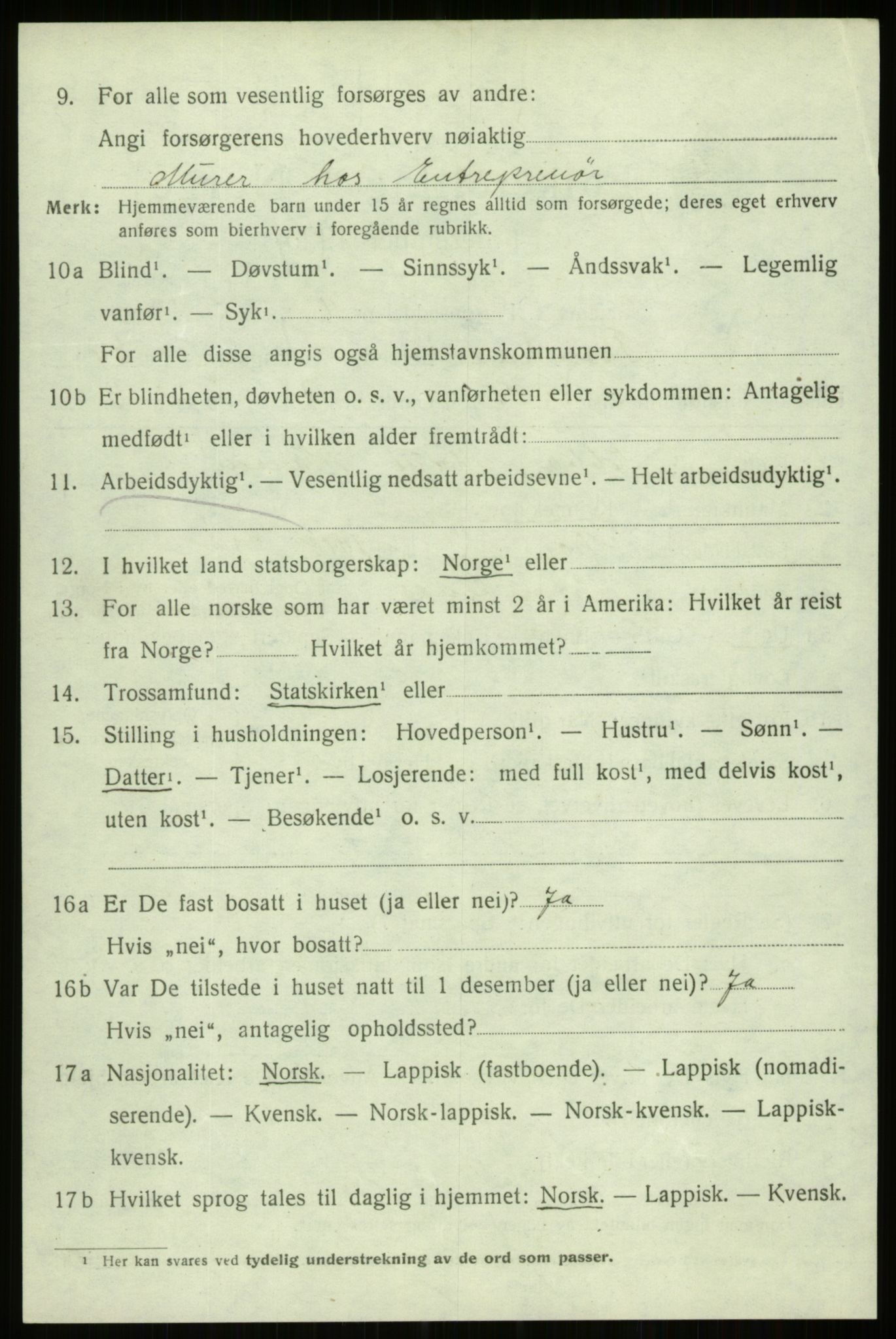 SATØ, 1920 census for Trondenes, 1920, p. 18091