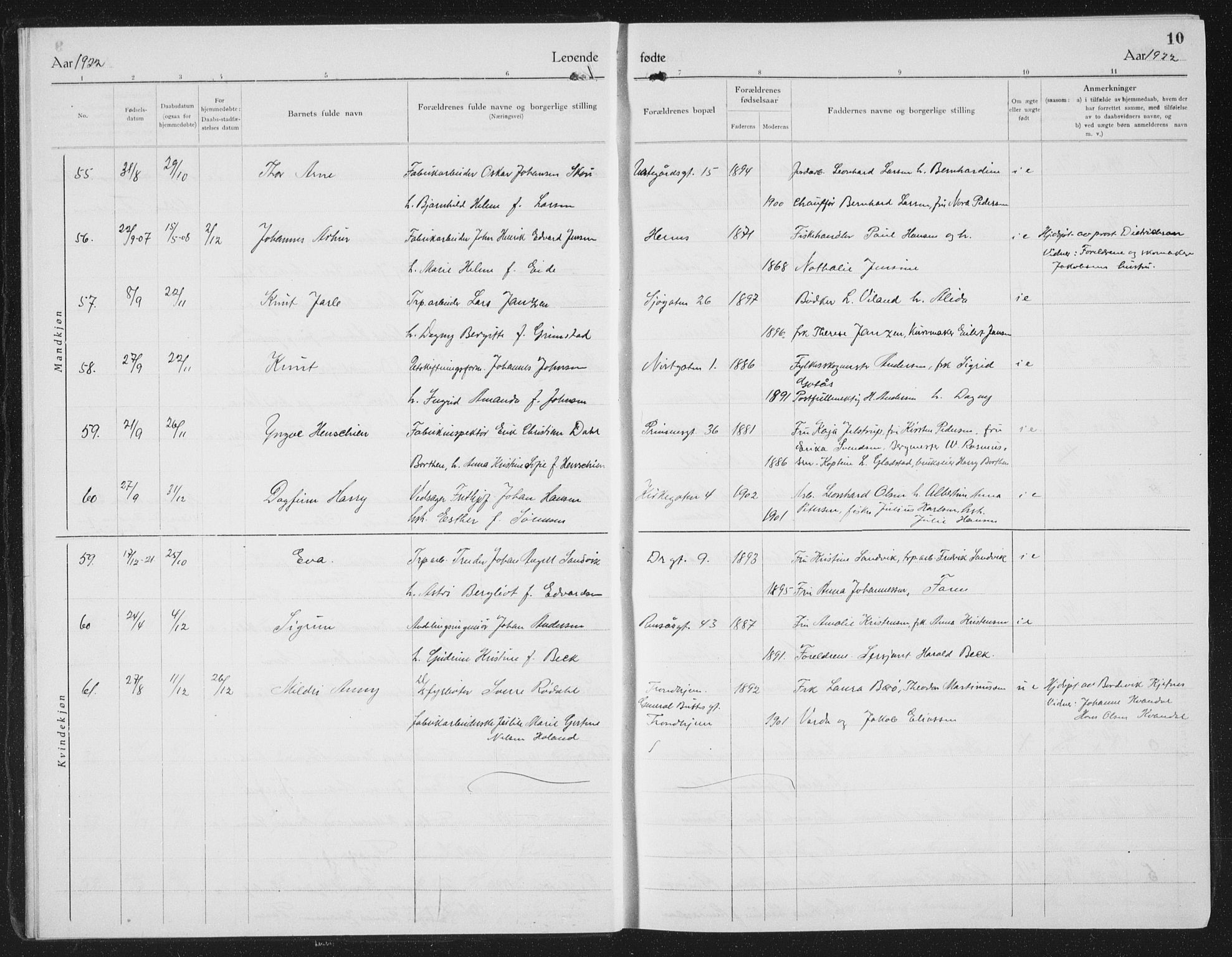 Ministerialprotokoller, klokkerbøker og fødselsregistre - Nordland, AV/SAT-A-1459/801/L0037: Parish register (copy) no. 801C12, 1921-1937, p. 10