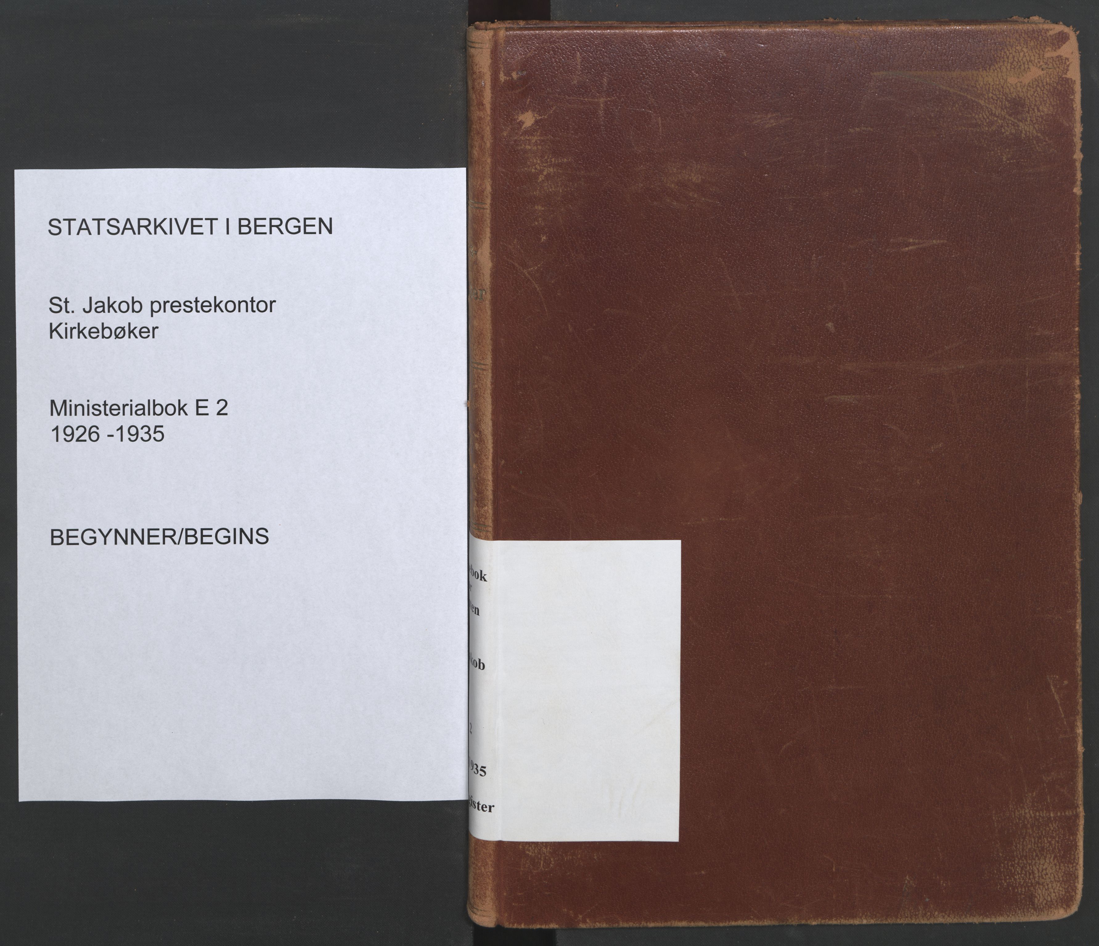St. Jacob sokneprestembete, SAB/A-78001/H/Haa/L0013: Diary records no. E 2, 1926-1935