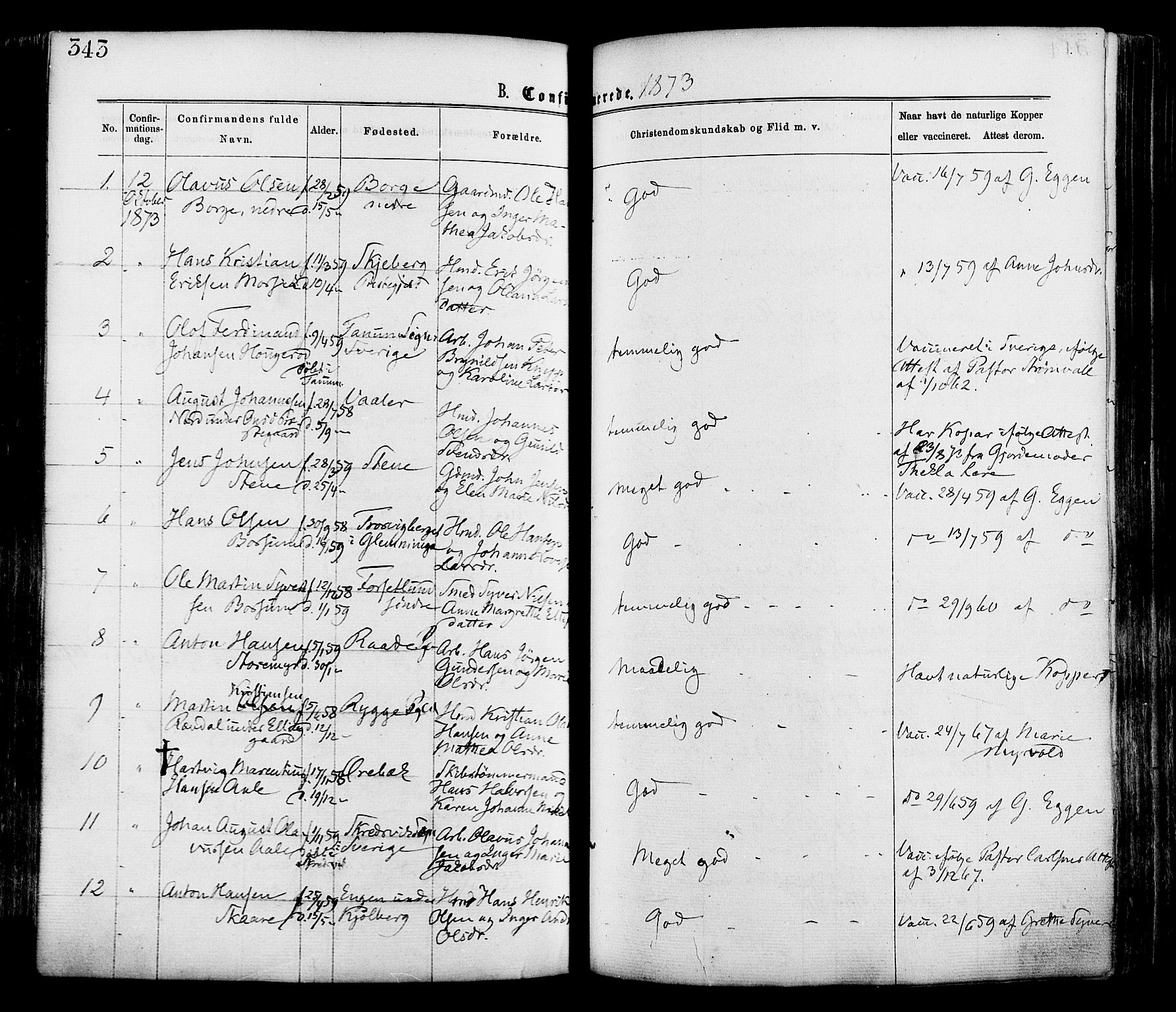 Onsøy prestekontor Kirkebøker, SAO/A-10914/F/Fa/L0004: Parish register (official) no. I 4, 1861-1877, p. 343