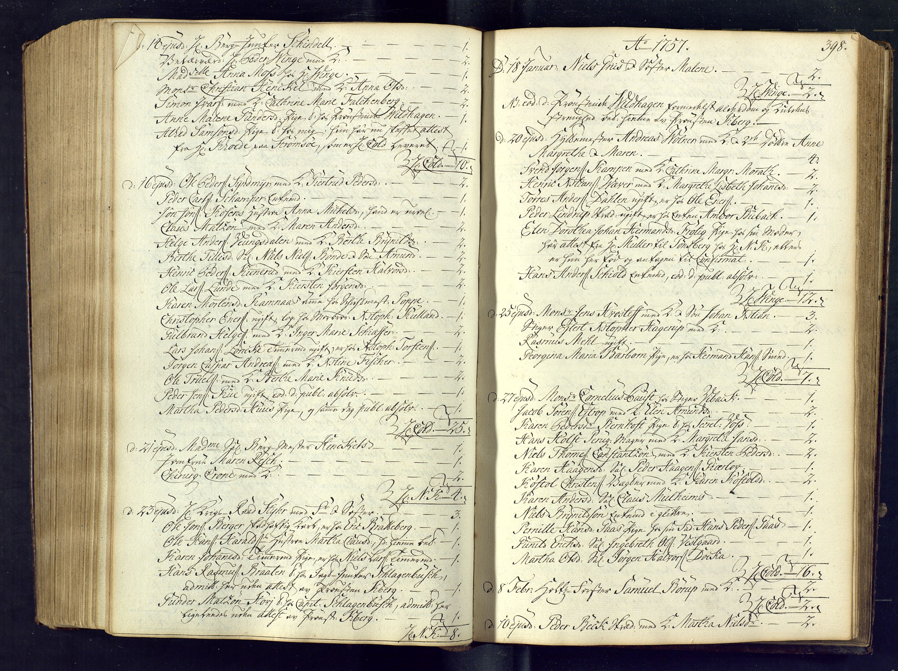 Kongsberg kirkebøker, SAKO/A-22/M/Ma/L0005: Communicants register no. 5, 1755-1761, p. 398