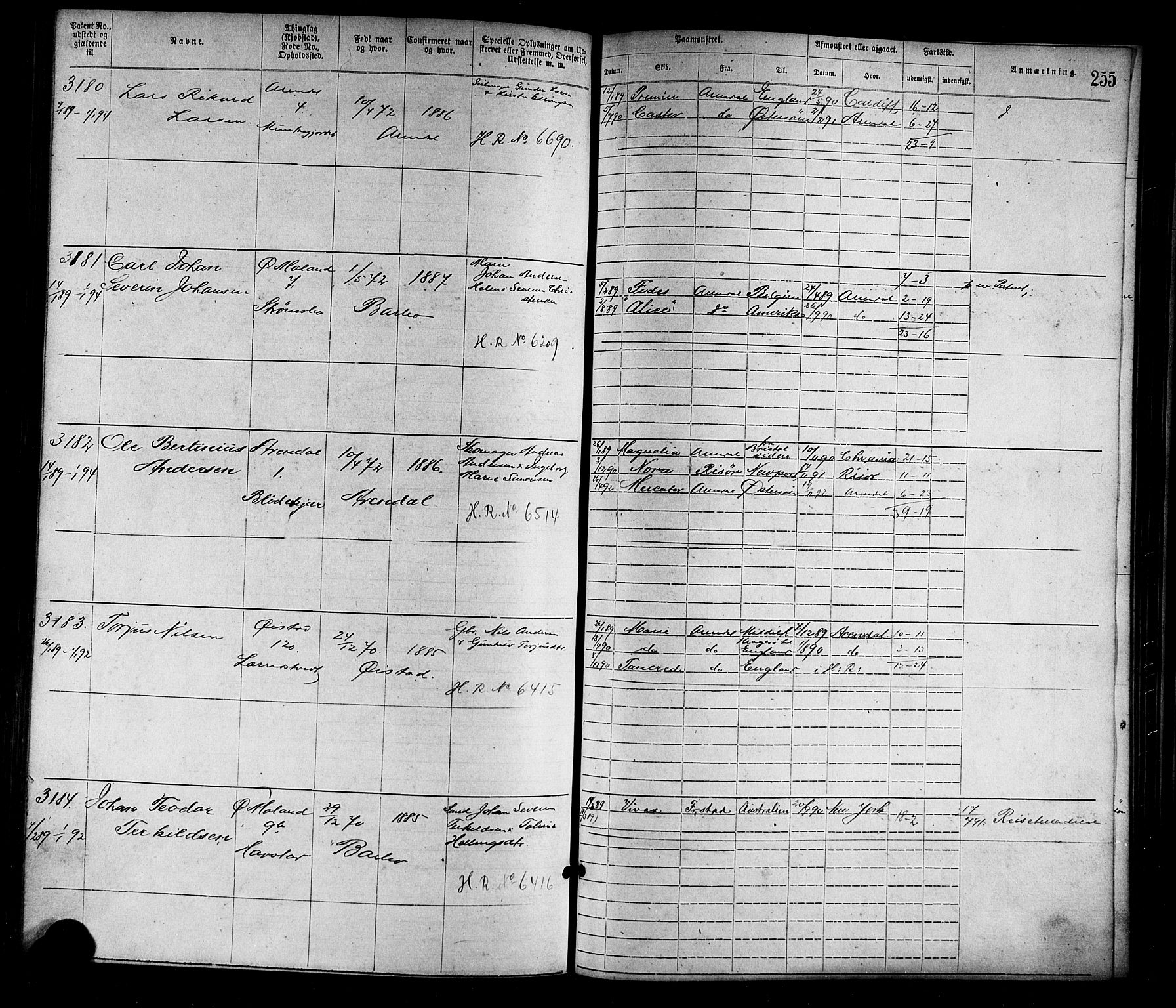 Arendal mønstringskrets, SAK/2031-0012/F/Fa/L0003: Annotasjonsrulle nr 1911-3827 med register, S-3, 1880-1892, p. 288