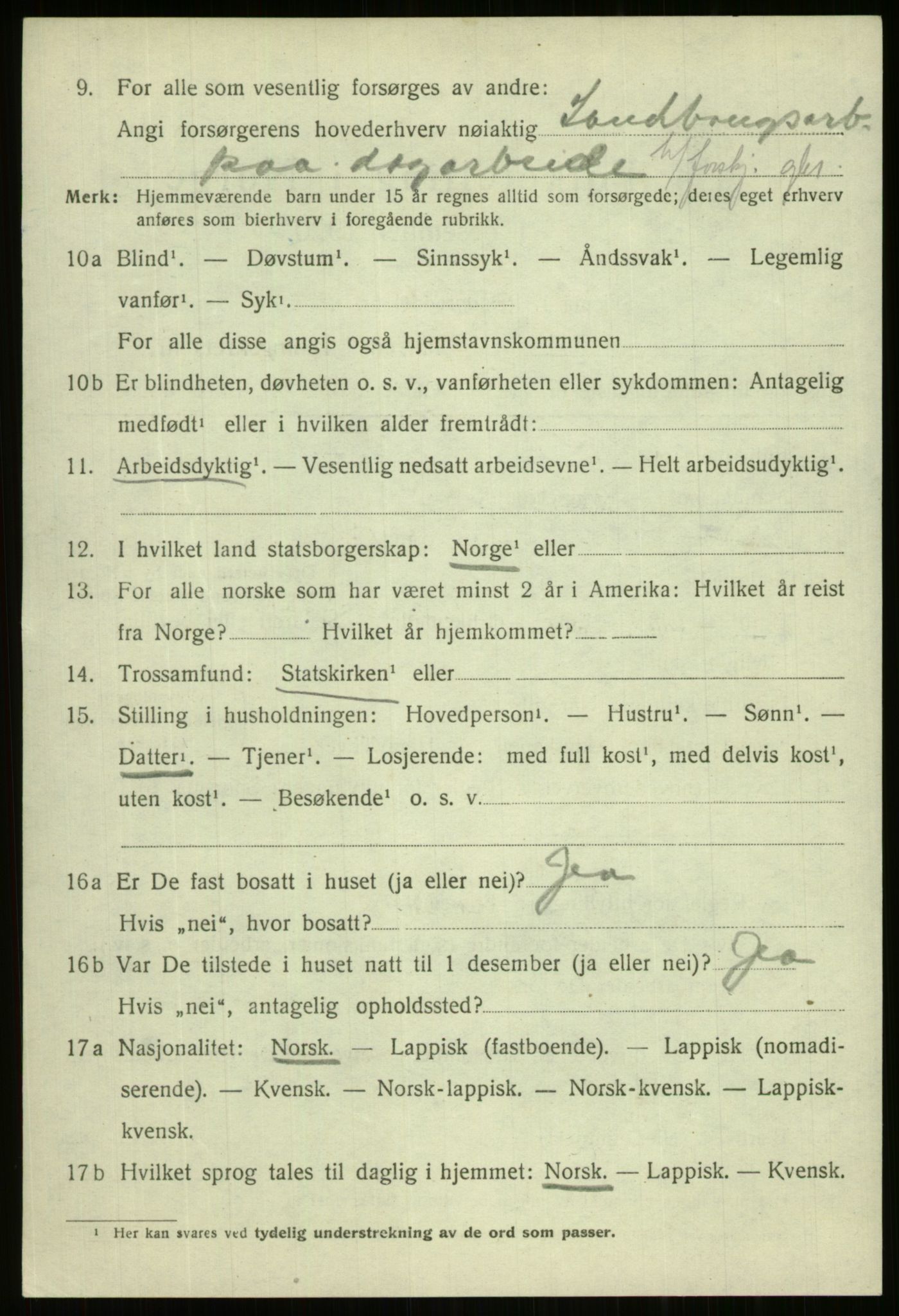 SATØ, 1920 census for Trondenes, 1920, p. 6916