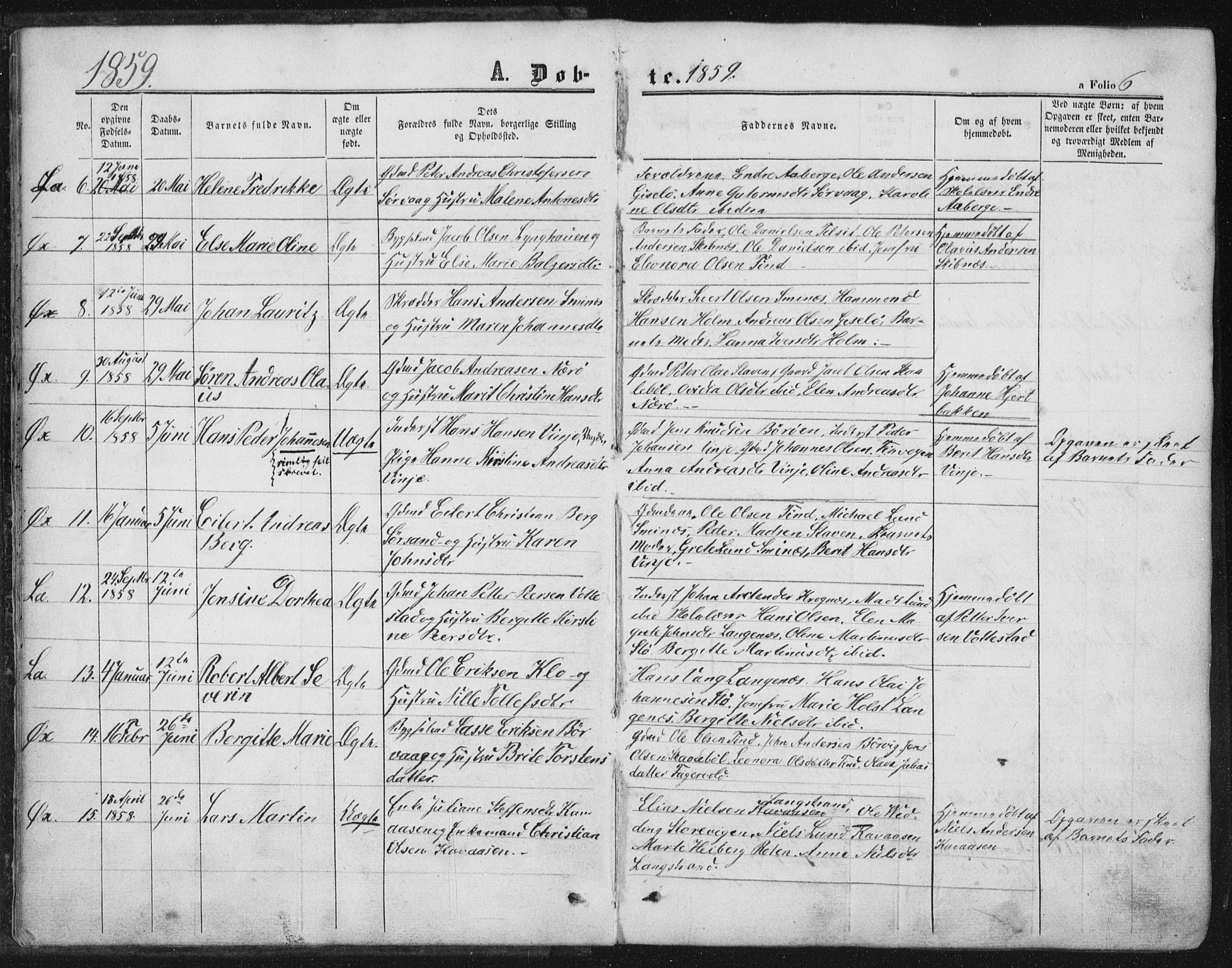 Ministerialprotokoller, klokkerbøker og fødselsregistre - Nordland, SAT/A-1459/893/L1333: Parish register (official) no. 893A06, 1858-1866, p. 6