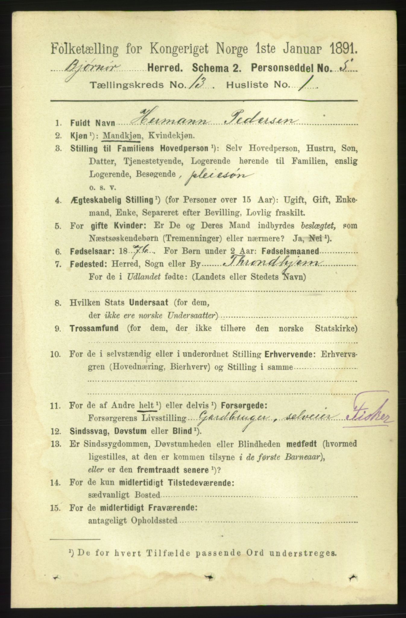 RA, 1891 census for 1632 Bjørnør, 1891, p. 5532