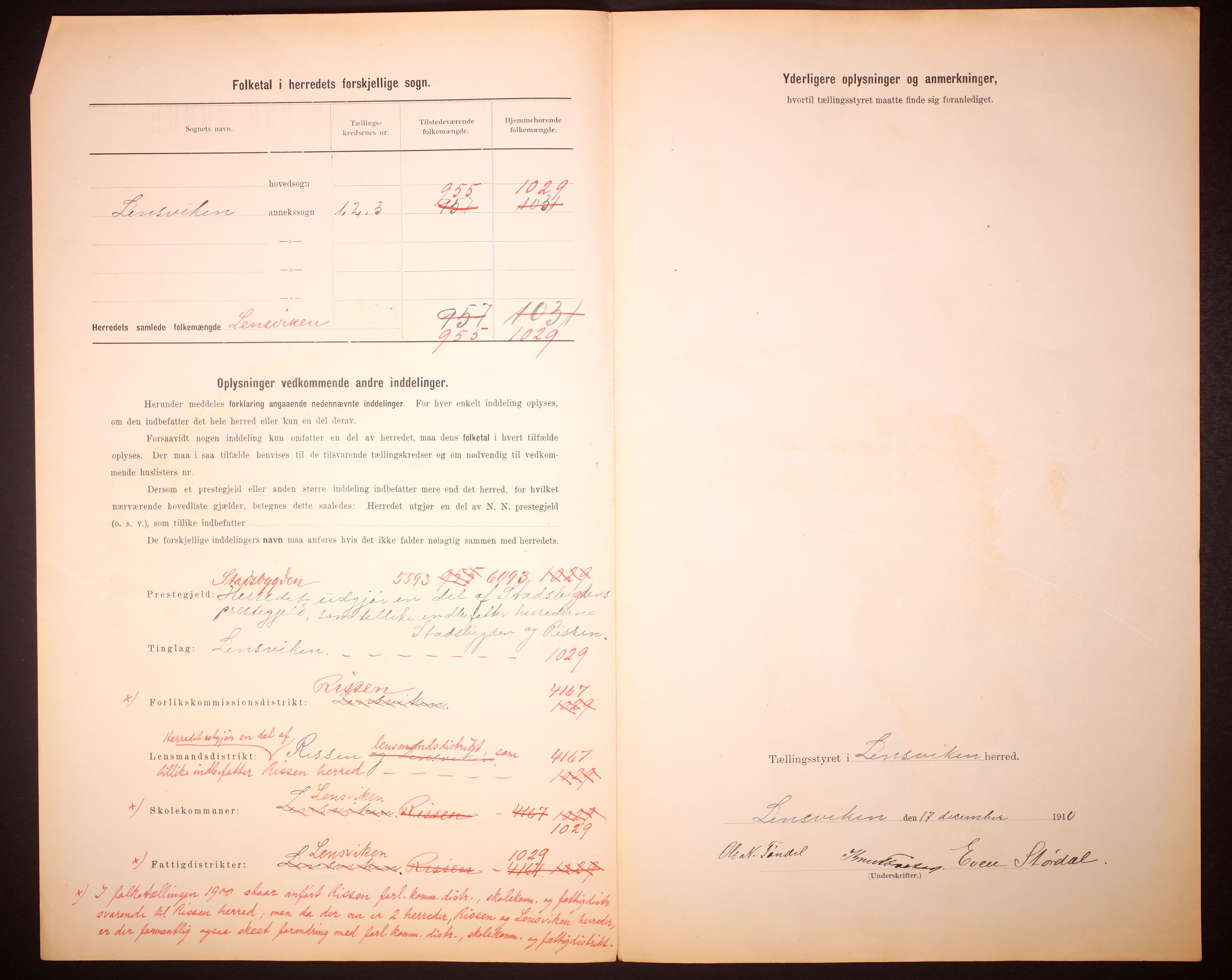 RA, 1910 census for Lensvik, 1910, p. 3