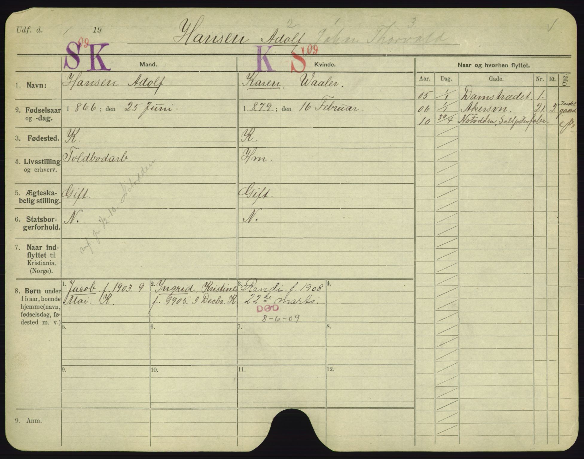 Oslo folkeregister, Registerkort, AV/SAO-A-11715/F/Fa/Fac/L0003: Menn, 1906-1914, p. 1197a