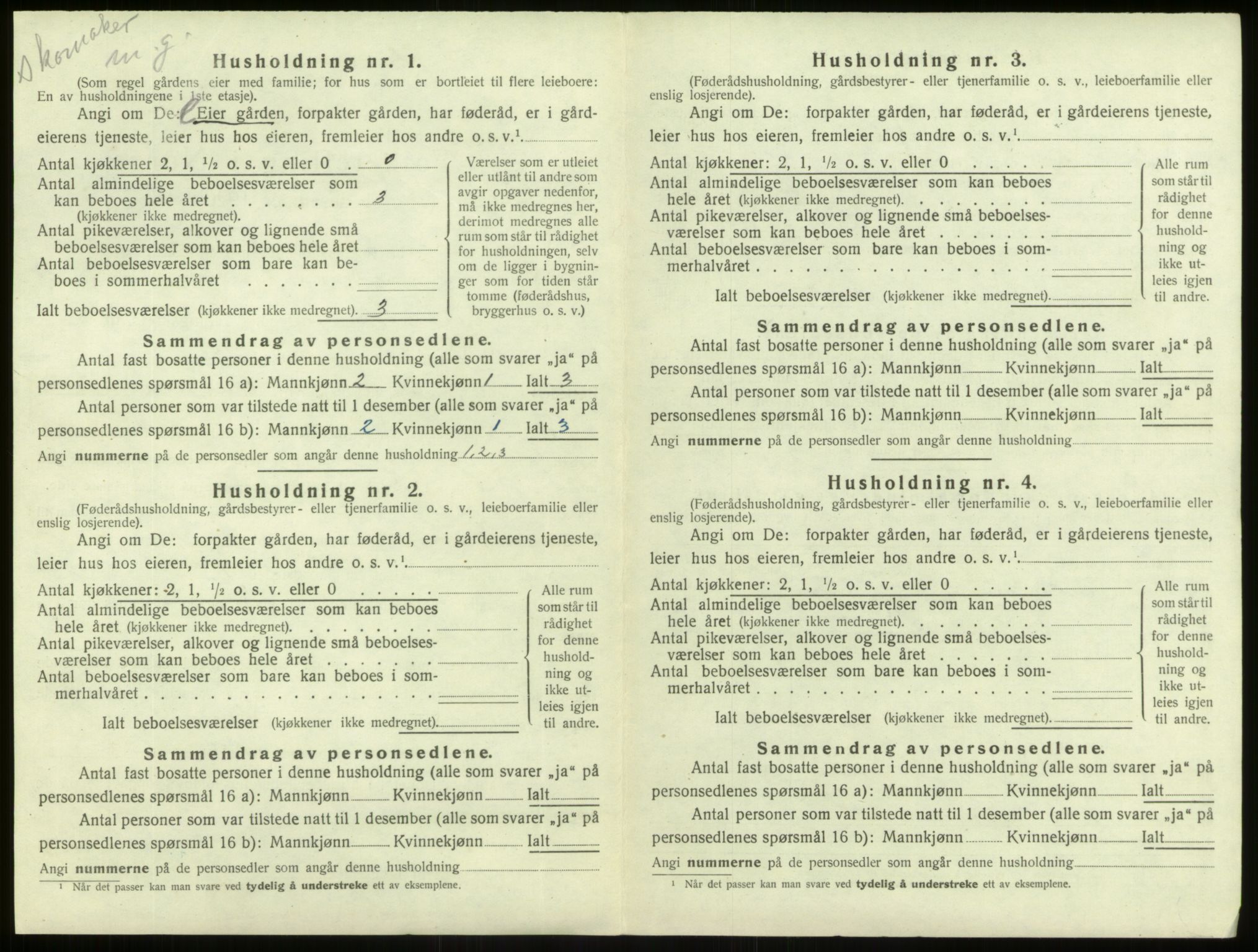 SAB, 1920 census for Aurland, 1920, p. 595