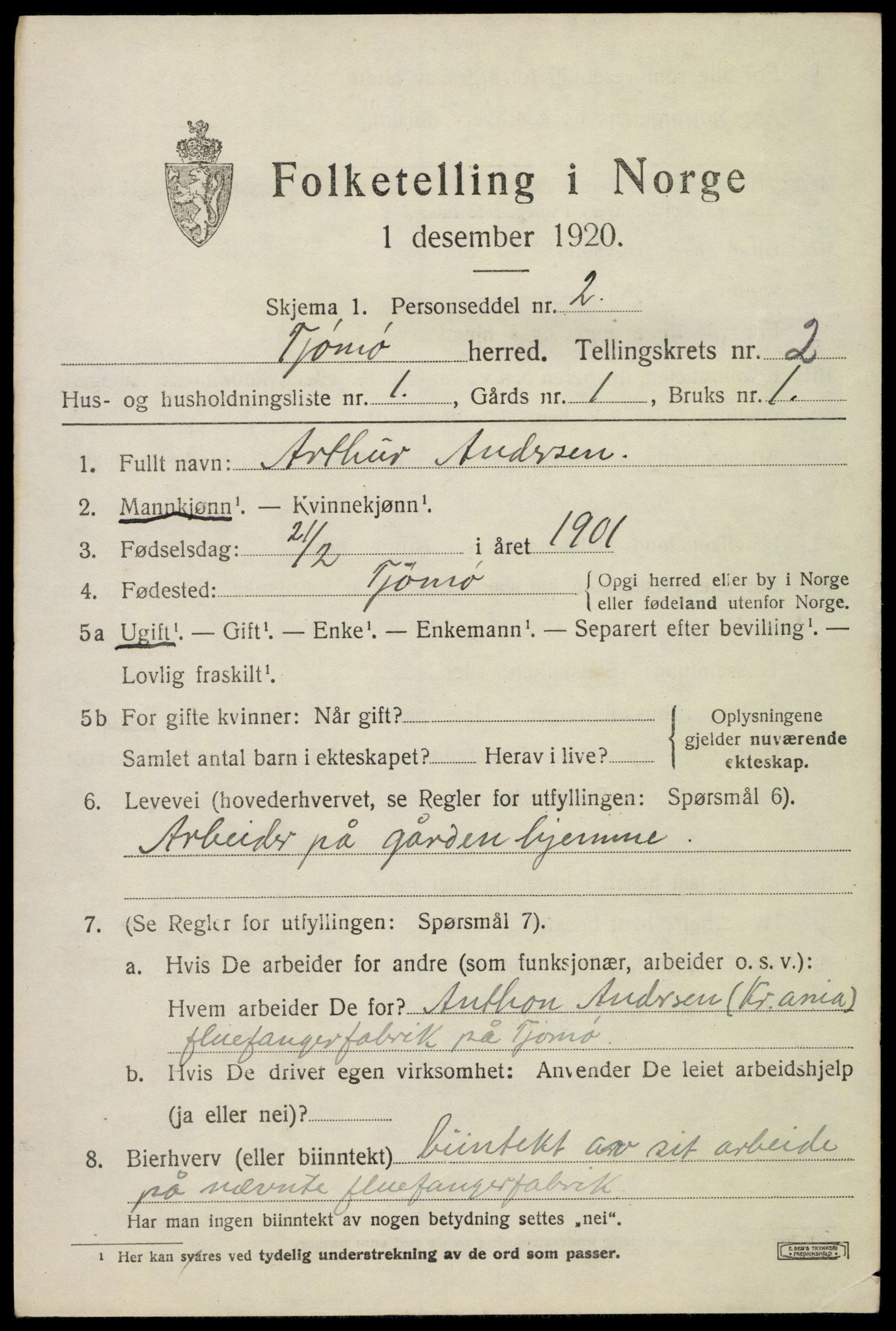 SAKO, 1920 census for Tjøme, 1920, p. 2893