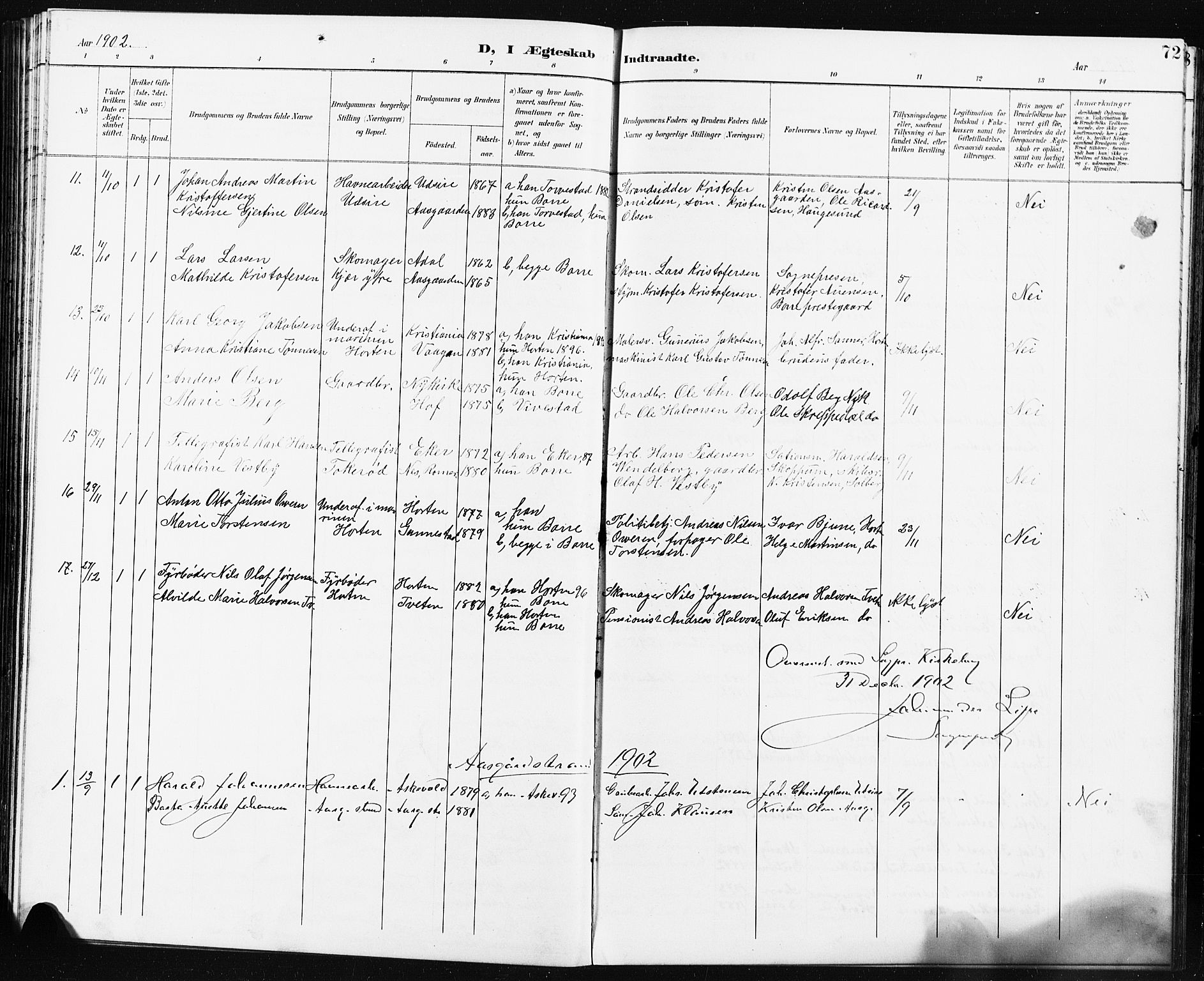 Borre kirkebøker, AV/SAKO-A-338/G/Ga/L0004: Parish register (copy) no. I 4, 1892-1913, p. 72