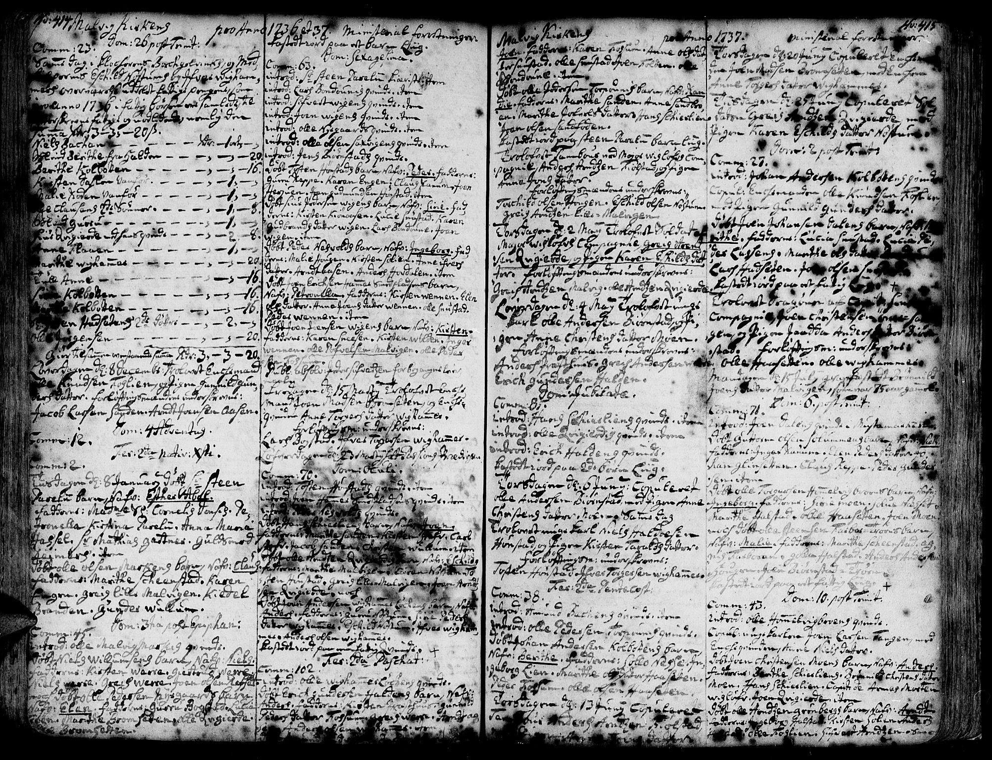 Ministerialprotokoller, klokkerbøker og fødselsregistre - Sør-Trøndelag, SAT/A-1456/606/L0277: Parish register (official) no. 606A01 /3, 1727-1780, p. 414-415