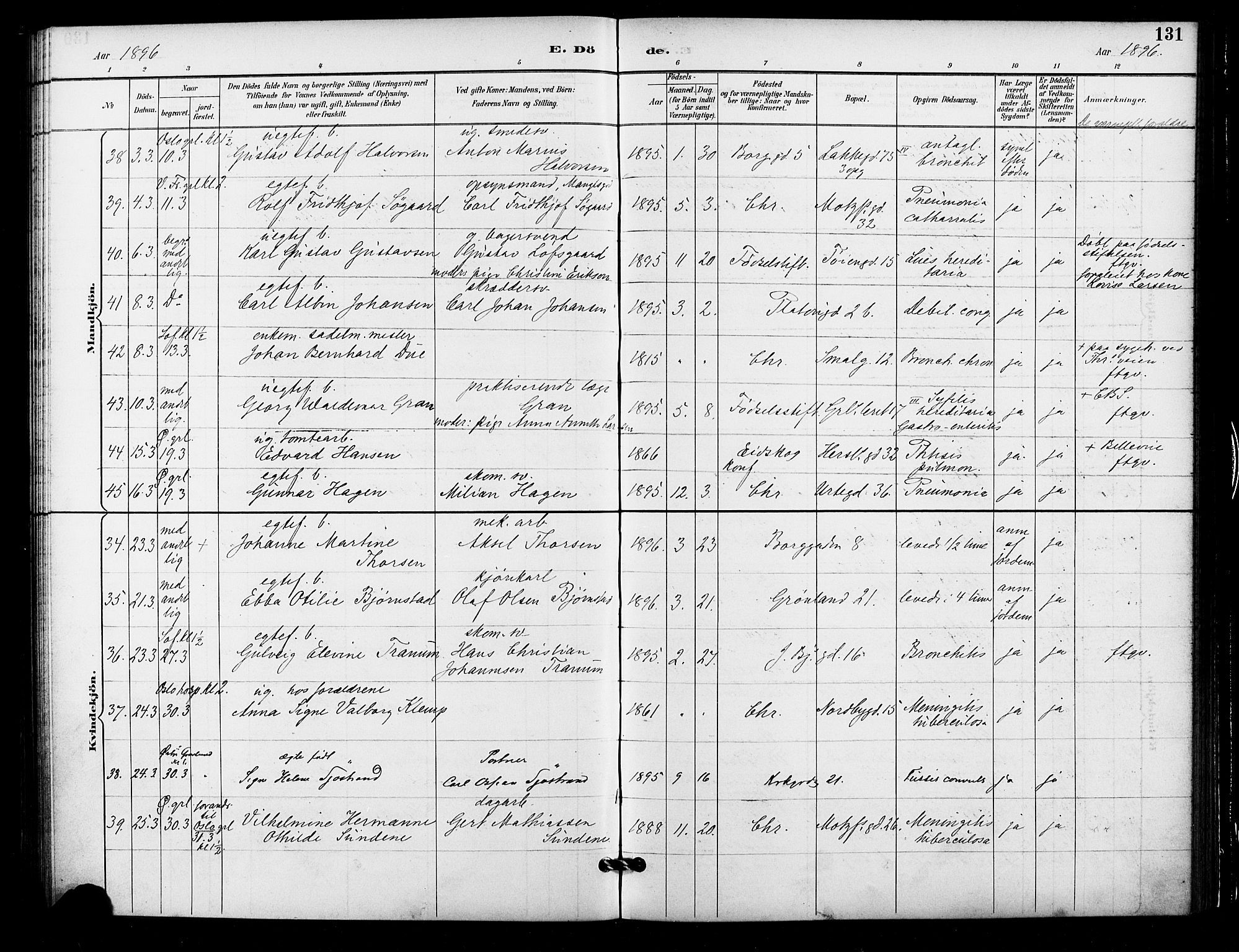 Grønland prestekontor Kirkebøker, SAO/A-10848/F/Fa/L0010: Parish register (official) no. 10, 1891-1898, p. 131