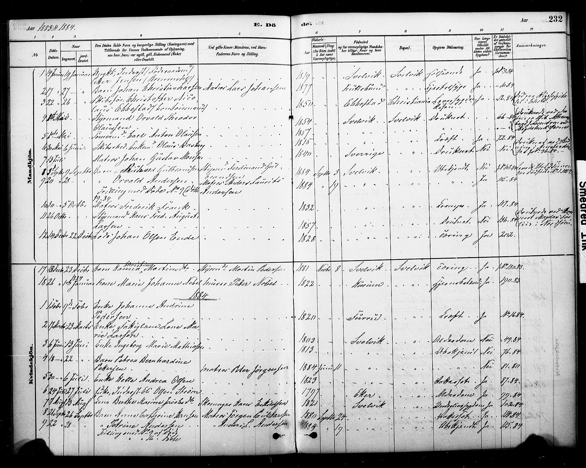 Strømm kirkebøker, SAKO/A-322/F/Fb/L0001: Parish register (official) no. II 1, 1878-1899, p. 232