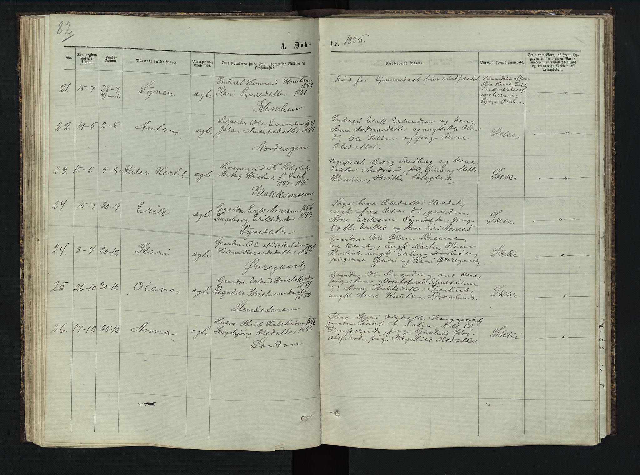 Sør-Aurdal prestekontor, AV/SAH-PREST-128/H/Ha/Hab/L0005: Parish register (copy) no. 5, 1866-1893, p. 82