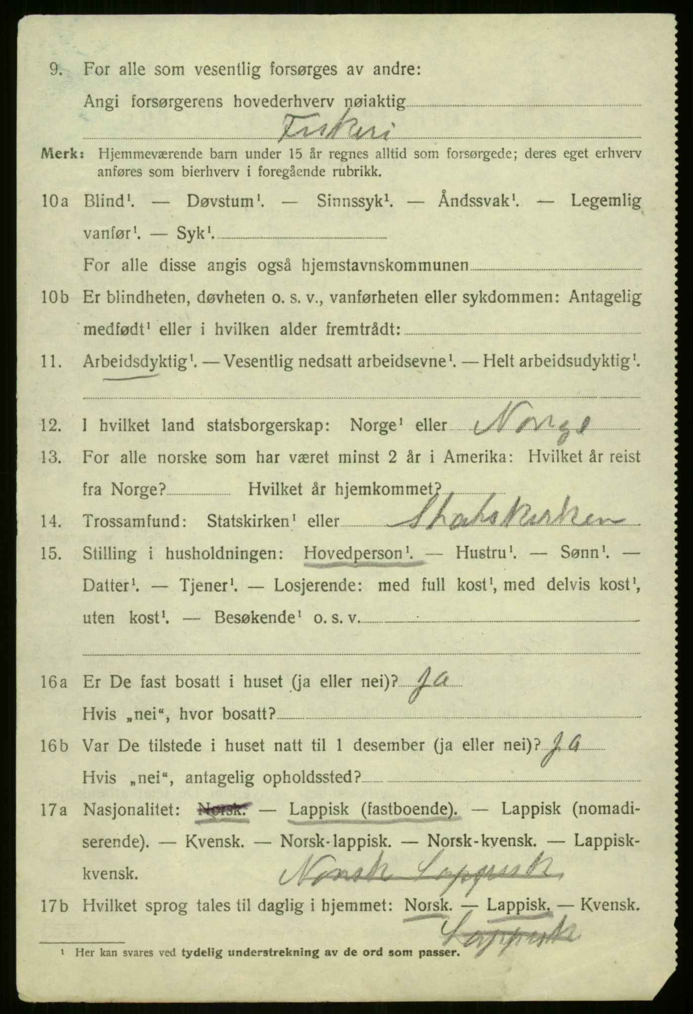 SATØ, 1920 census for Lyngen, 1920, p. 4024