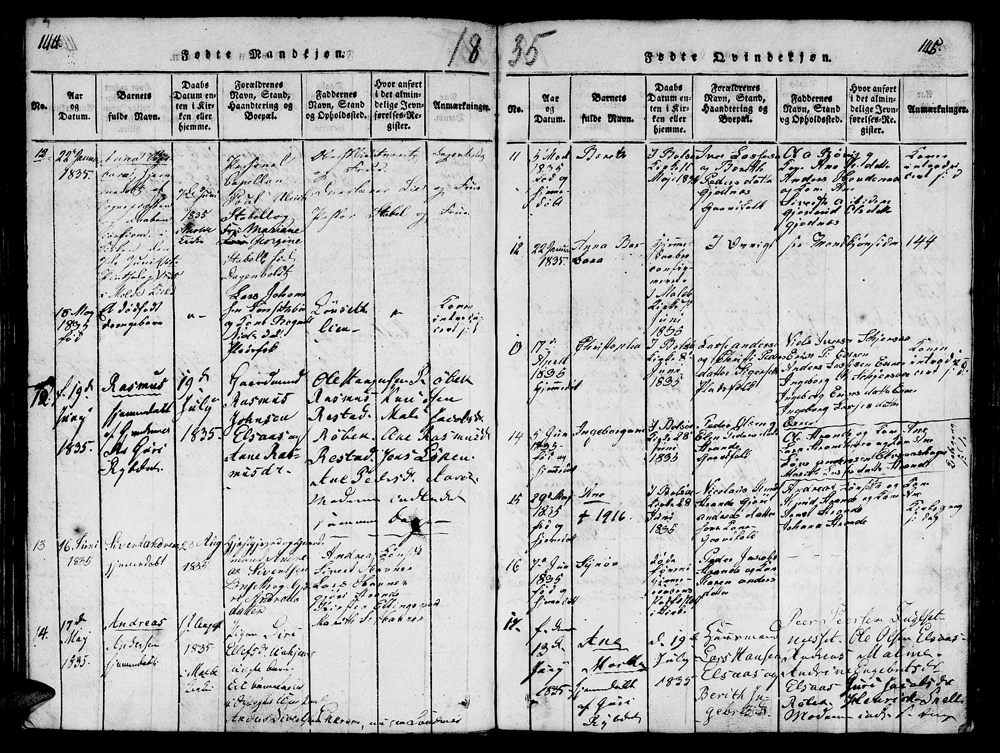 Ministerialprotokoller, klokkerbøker og fødselsregistre - Møre og Romsdal, AV/SAT-A-1454/555/L0652: Parish register (official) no. 555A03, 1817-1843, p. 144-145