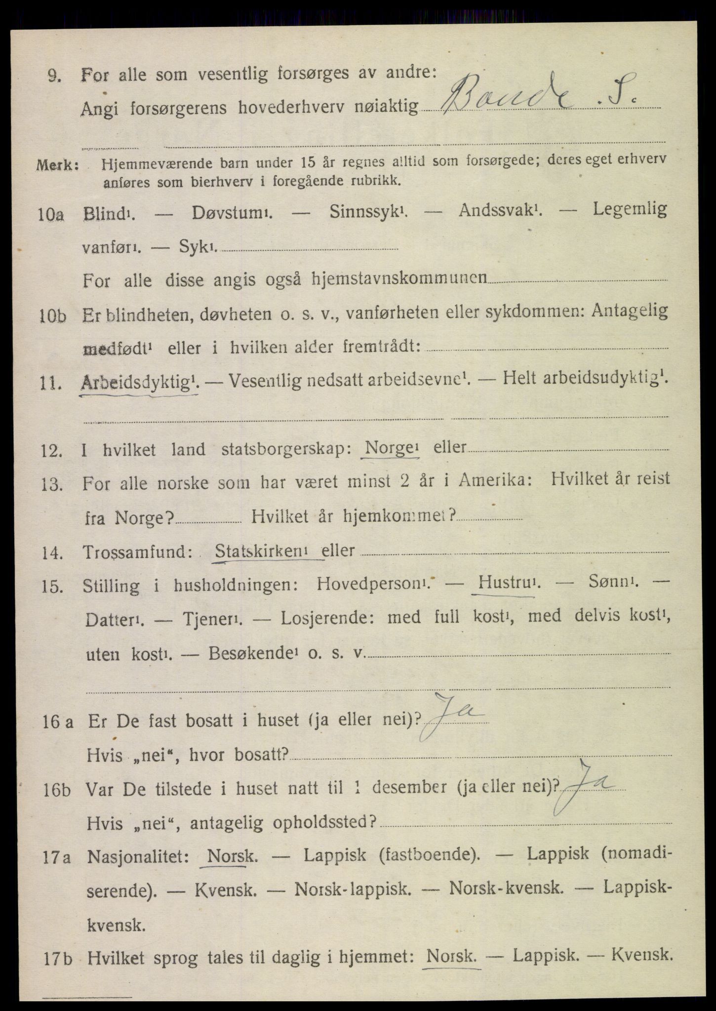 SAT, 1920 census for Sparbu, 1920, p. 4962
