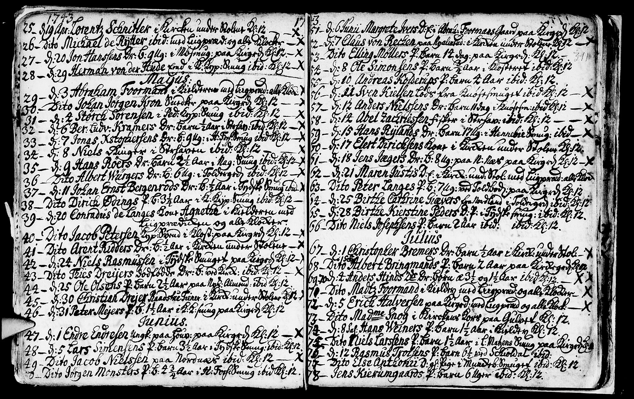 Nykirken Sokneprestembete, AV/SAB-A-77101/H/Haa/L0009: Parish register (official) no. A 9, 1689-1759, p. 311