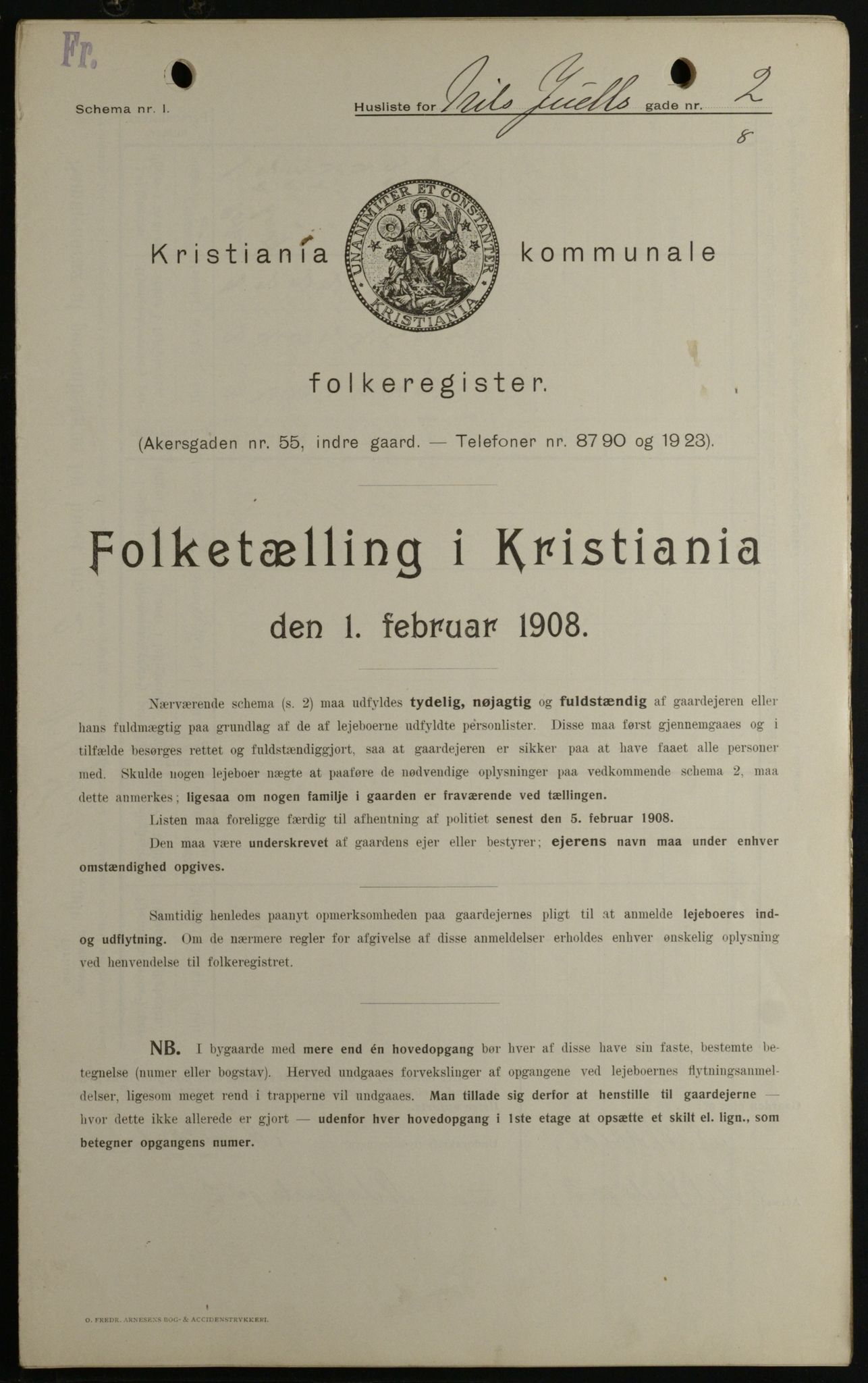 OBA, Municipal Census 1908 for Kristiania, 1908, p. 62885