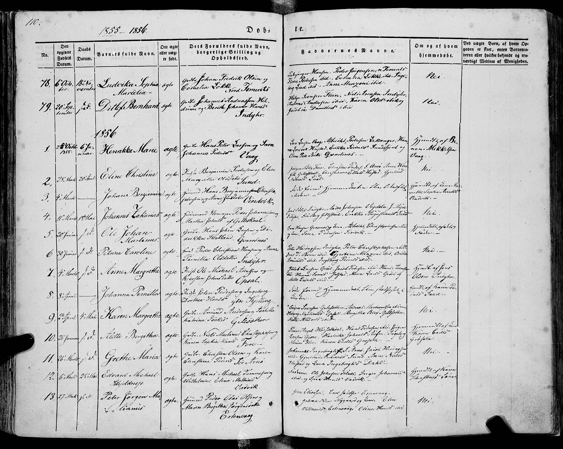 Ministerialprotokoller, klokkerbøker og fødselsregistre - Nordland, SAT/A-1459/805/L0097: Parish register (official) no. 805A04, 1837-1861, p. 110