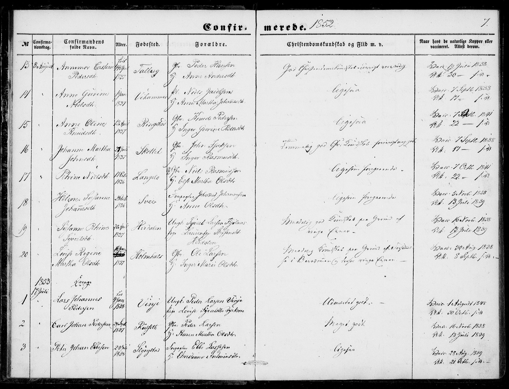 Ministerialprotokoller, klokkerbøker og fødselsregistre - Møre og Romsdal, SAT/A-1454/520/L0281: Parish register (official) no. 520A10, 1851-1881, p. 7