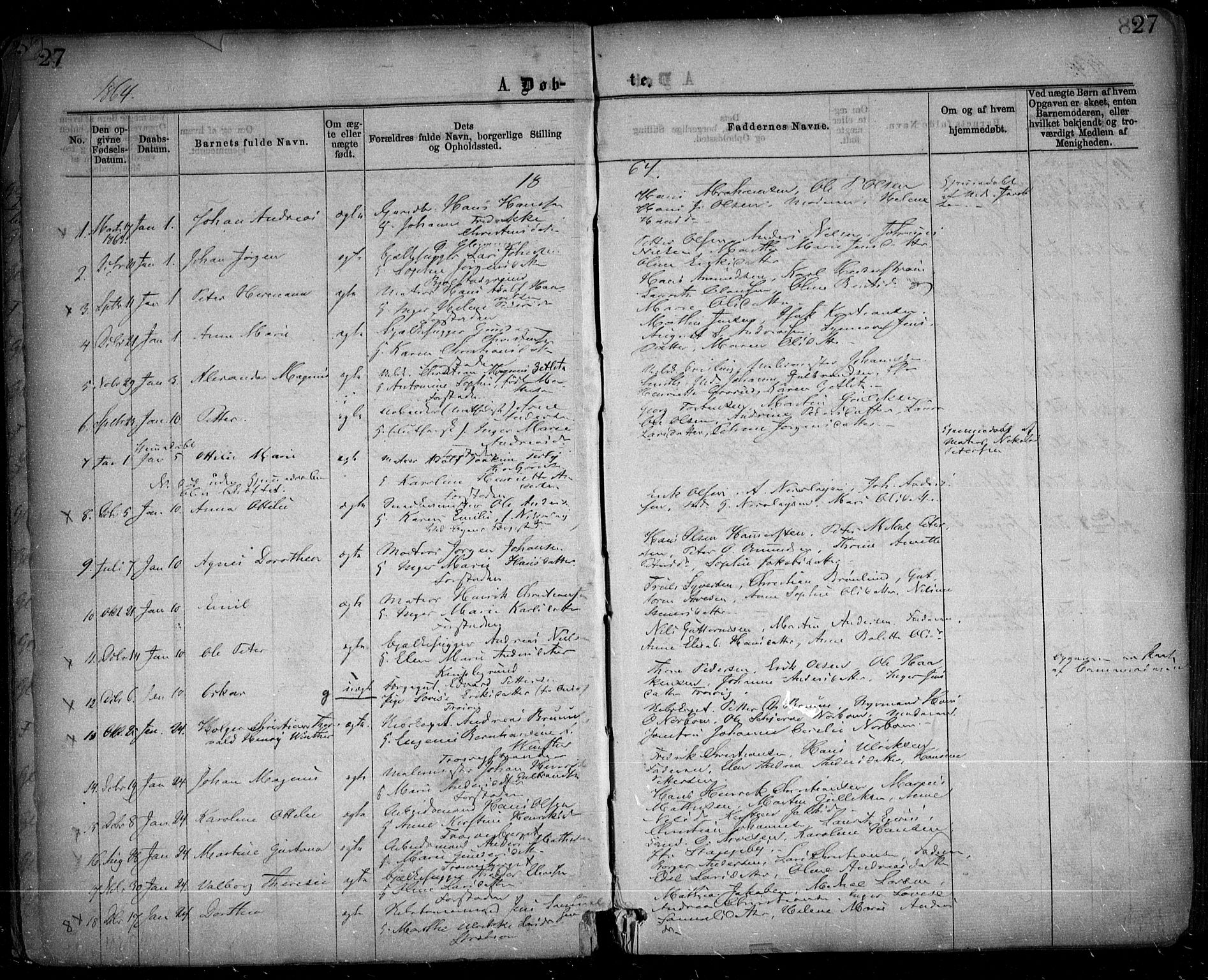 Glemmen prestekontor Kirkebøker, SAO/A-10908/F/Fa/L0008: Parish register (official) no. 8, 1862-1871, p. 27
