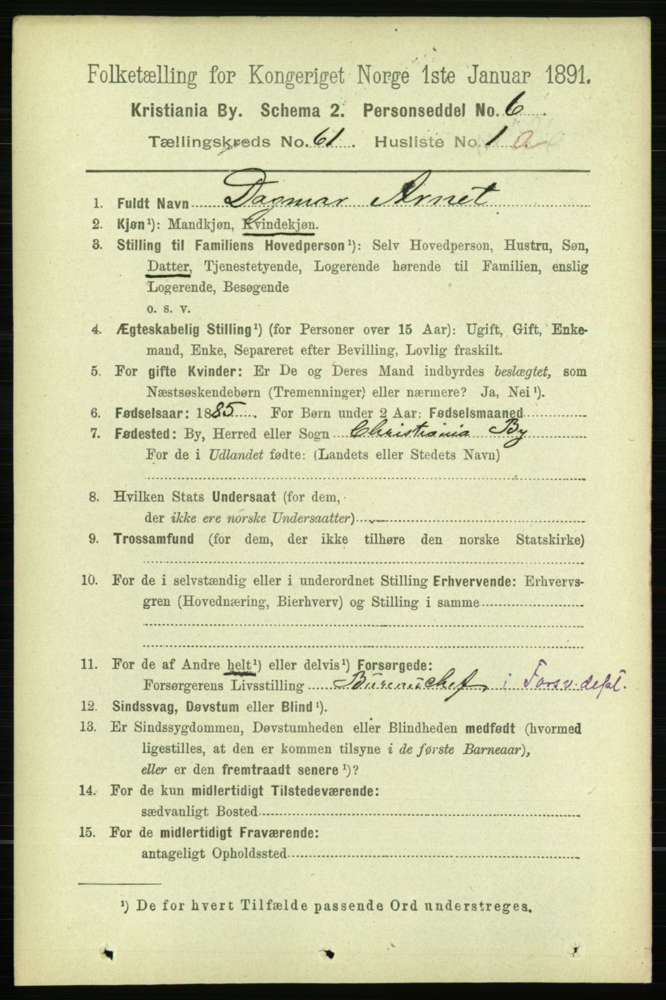 RA, 1891 census for 0301 Kristiania, 1891, p. 32409