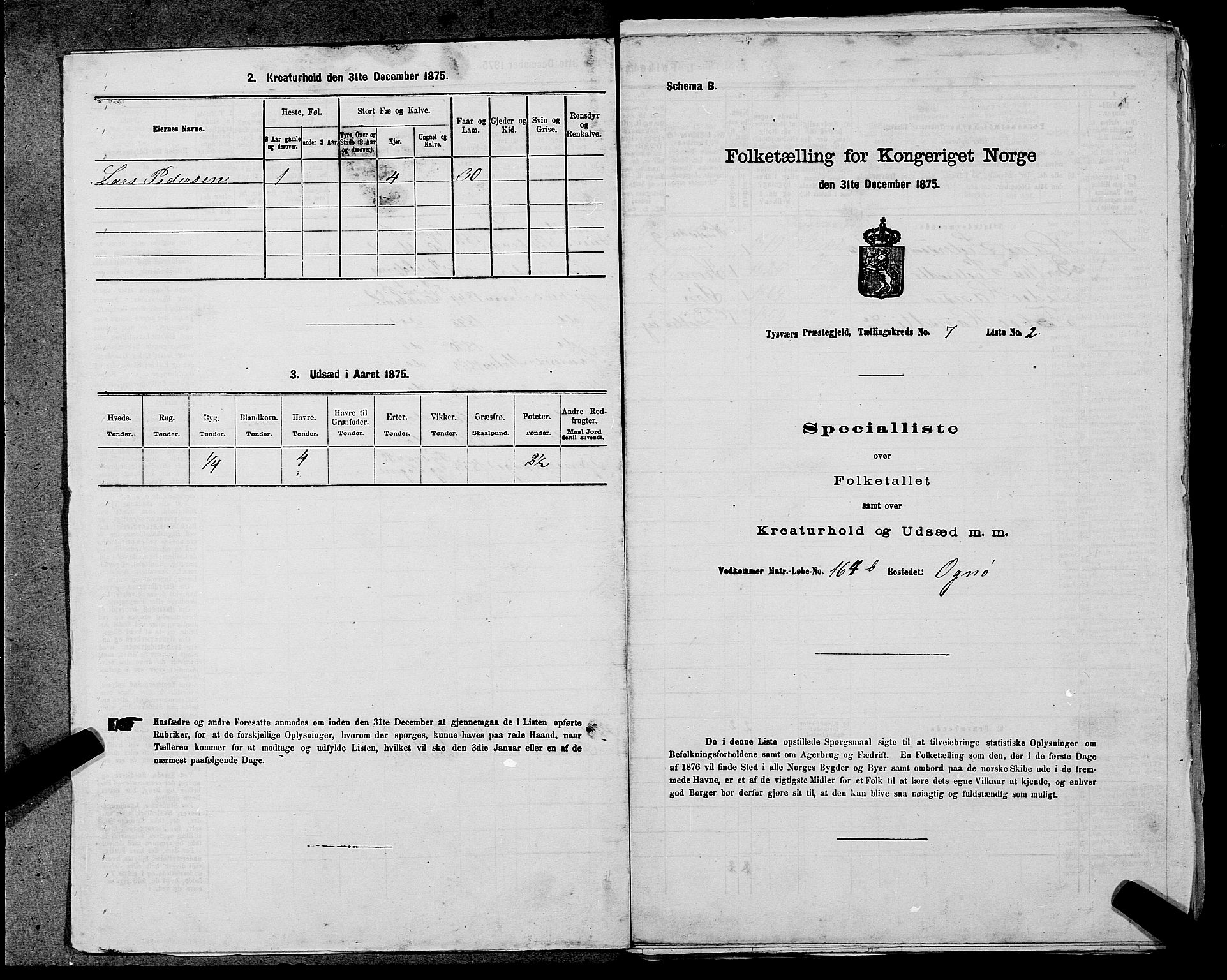 SAST, 1875 census for 1146P Tysvær, 1875, p. 866