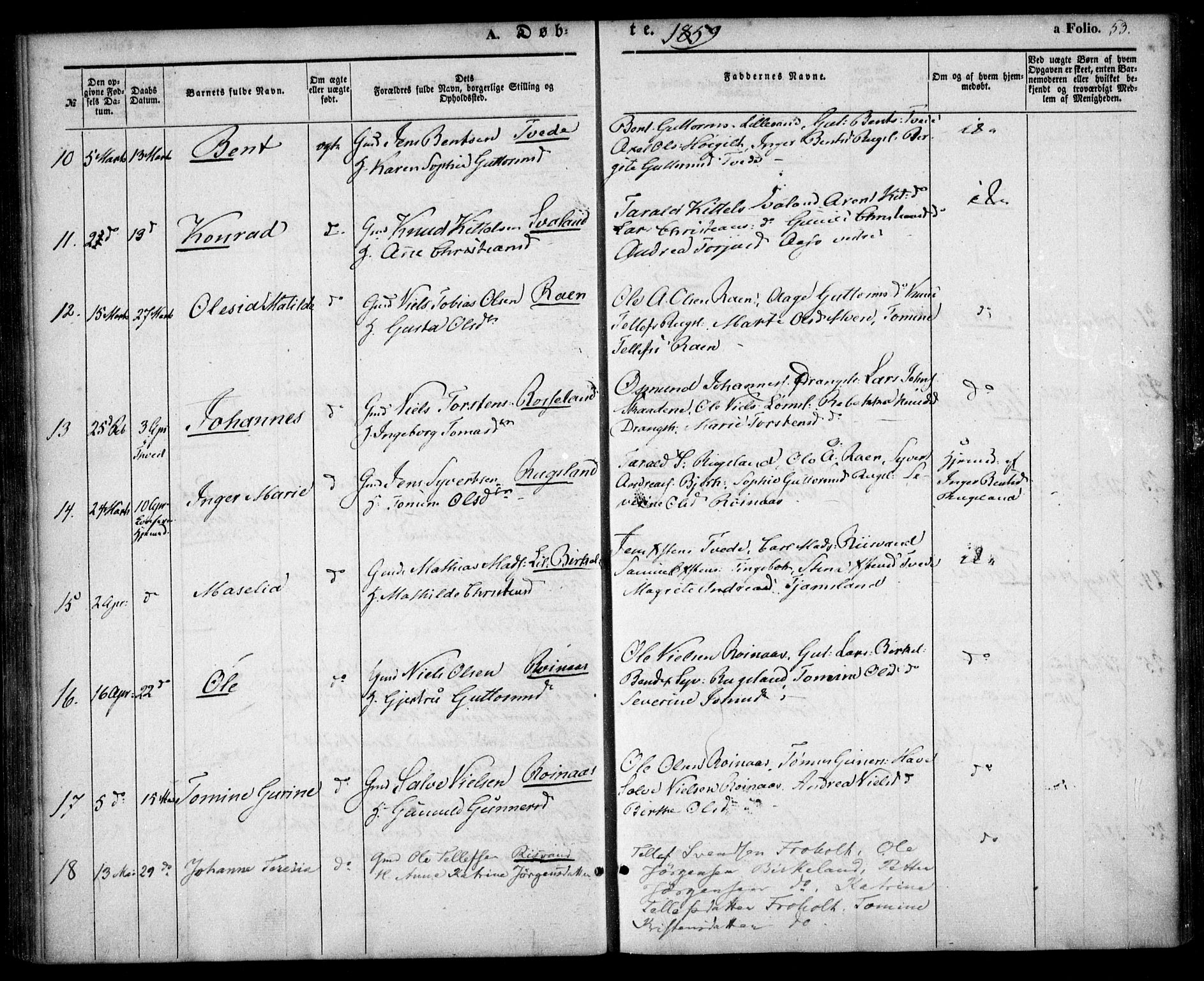 Birkenes sokneprestkontor, AV/SAK-1111-0004/F/Fa/L0003: Parish register (official) no. A 3, 1850-1866, p. 53