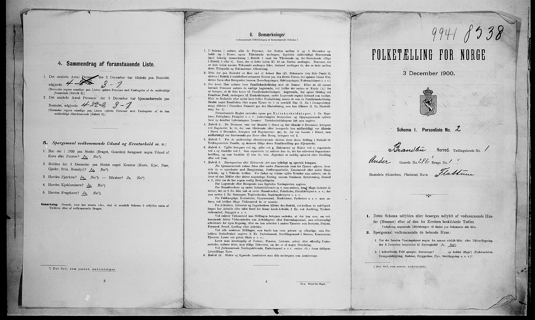 SAH, 1900 census for Brandbu, 1900, p. 52