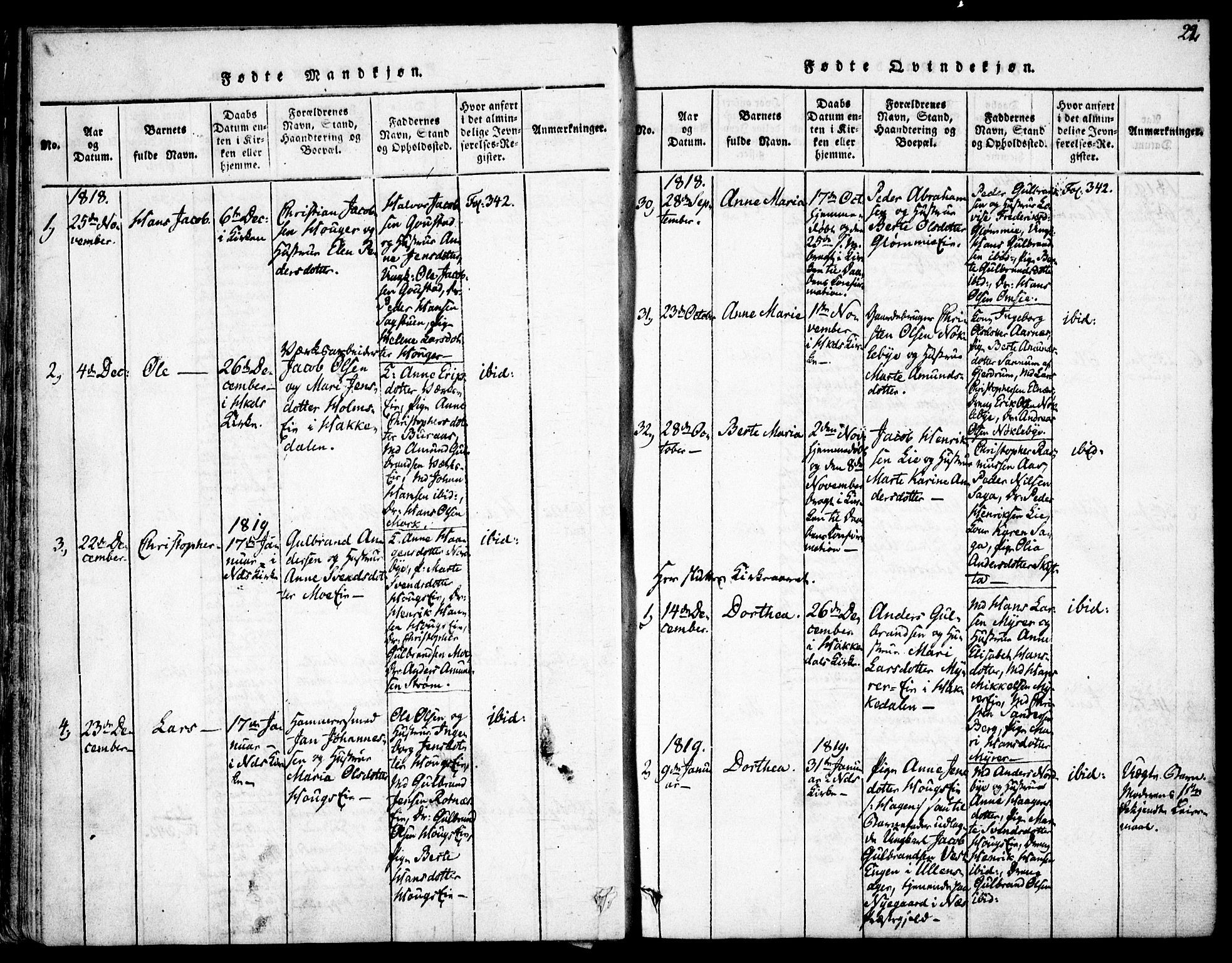 Nittedal prestekontor Kirkebøker, SAO/A-10365a/F/Fa/L0003: Parish register (official) no. I 3, 1814-1836, p. 22