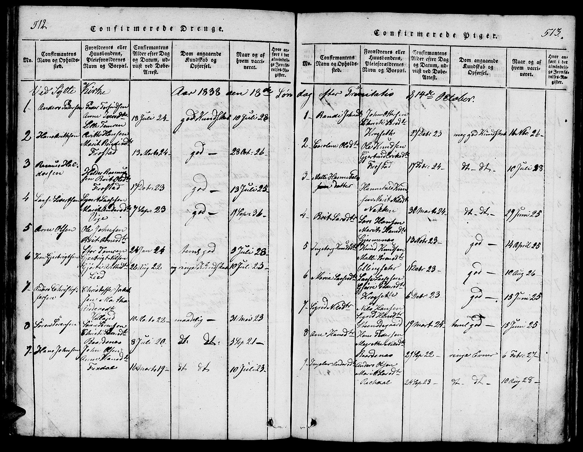 Ministerialprotokoller, klokkerbøker og fødselsregistre - Møre og Romsdal, SAT/A-1454/539/L0528: Parish register (official) no. 539A01, 1818-1847, p. 512-513