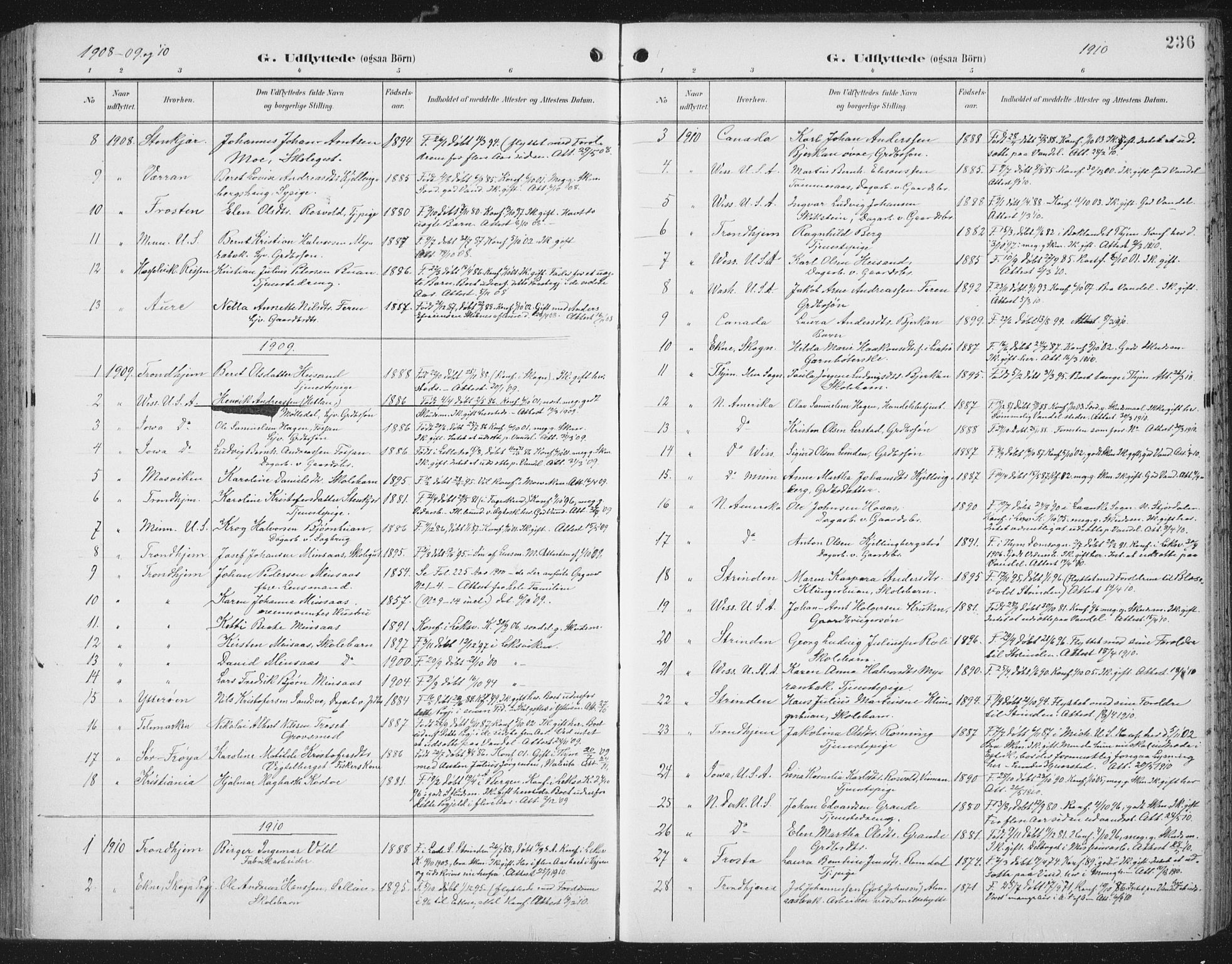 Ministerialprotokoller, klokkerbøker og fødselsregistre - Nord-Trøndelag, SAT/A-1458/701/L0011: Parish register (official) no. 701A11, 1899-1915, p. 236