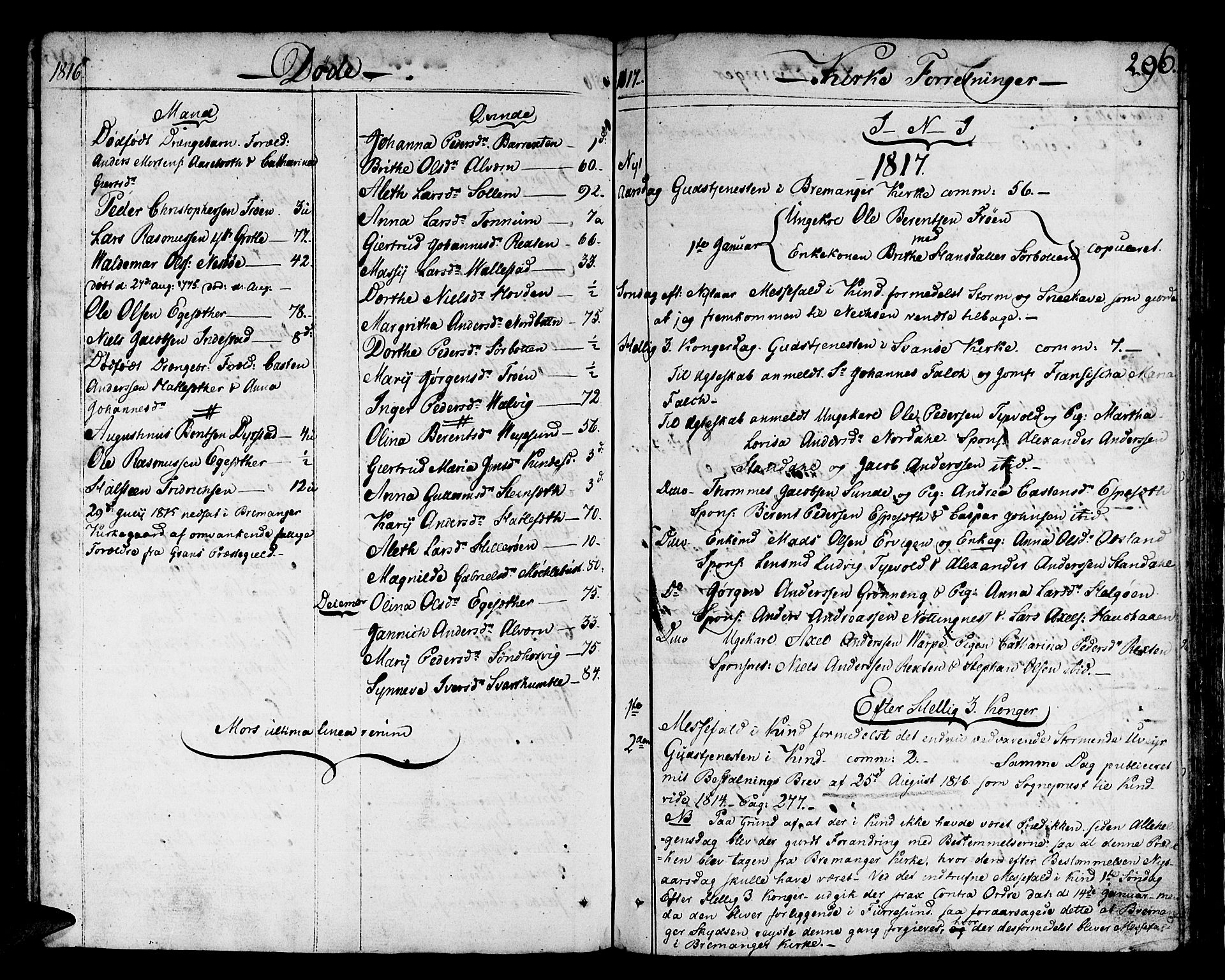 Kinn sokneprestembete, SAB/A-80801/H/Haa/Haaa/L0003: Parish register (official) no. A 3, 1785-1821, p. 296