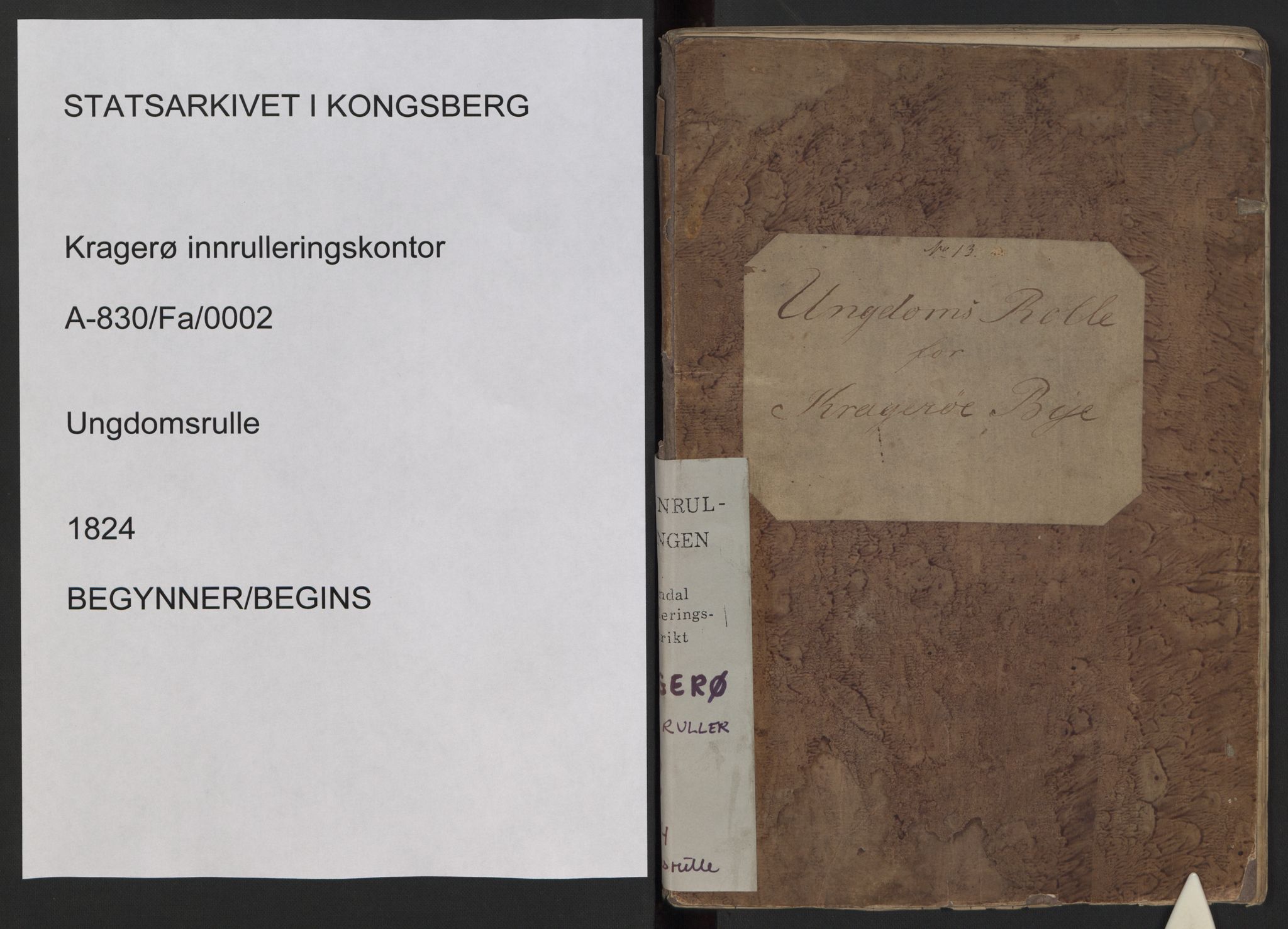 Kragerø innrulleringskontor, SAKO/A-830/F/Fa/L0002: Ungdomsrulle, 1824, p. 1
