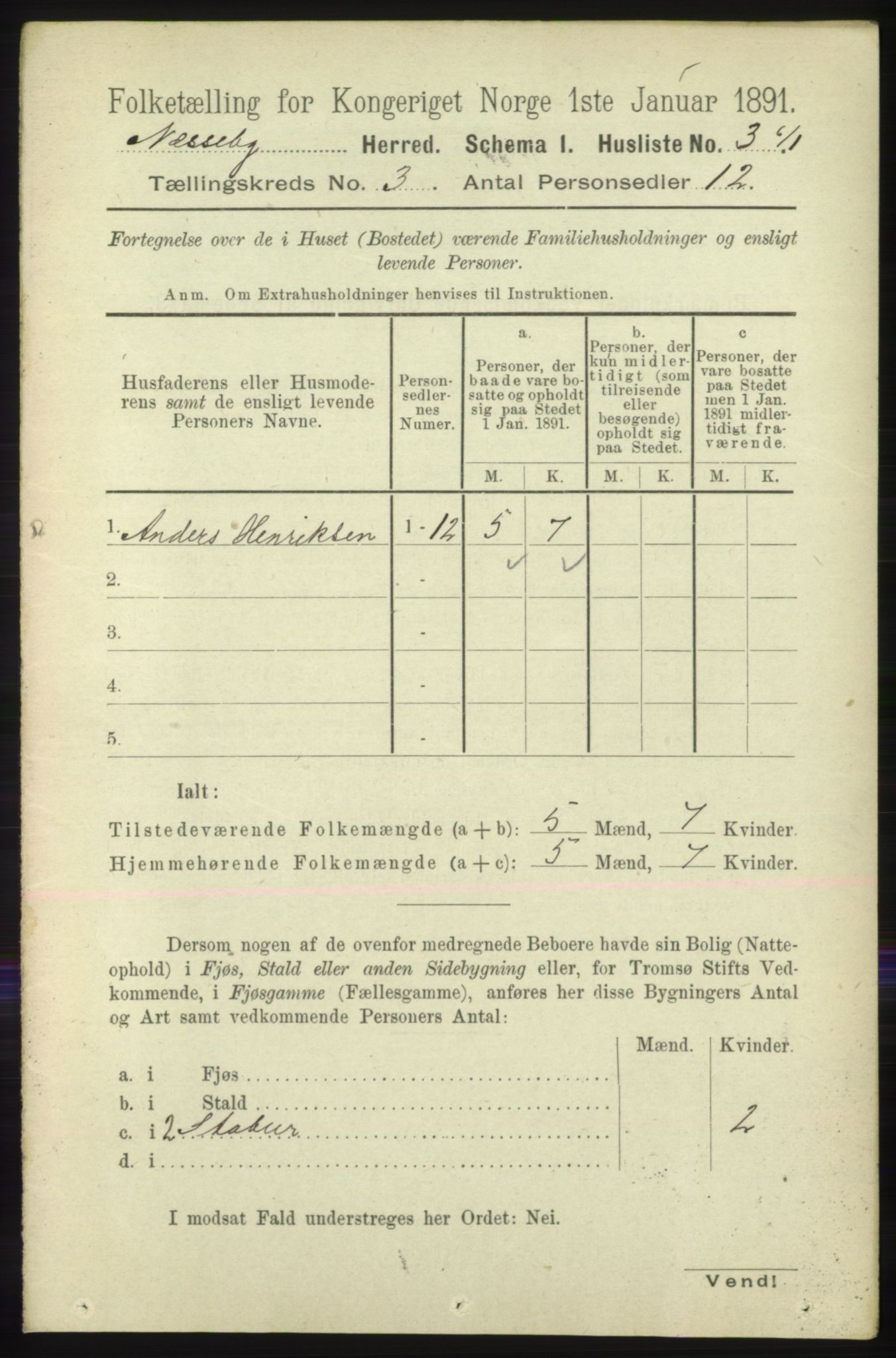 RA, 1891 census for 2027 Nesseby, 1891, p. 985