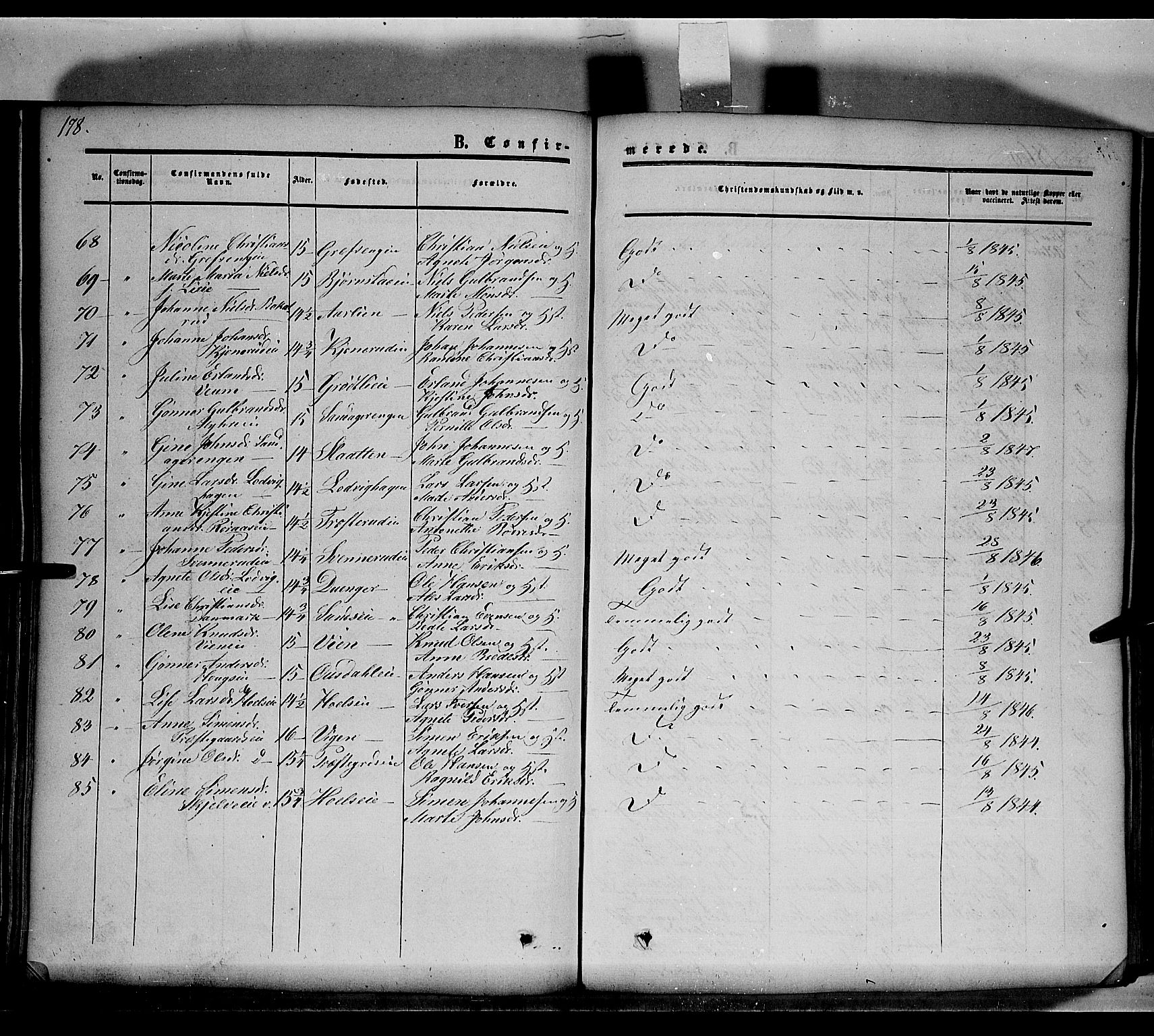 Nes prestekontor, Hedmark, SAH/PREST-020/K/Ka/L0004: Parish register (official) no. 4, 1852-1886, p. 178