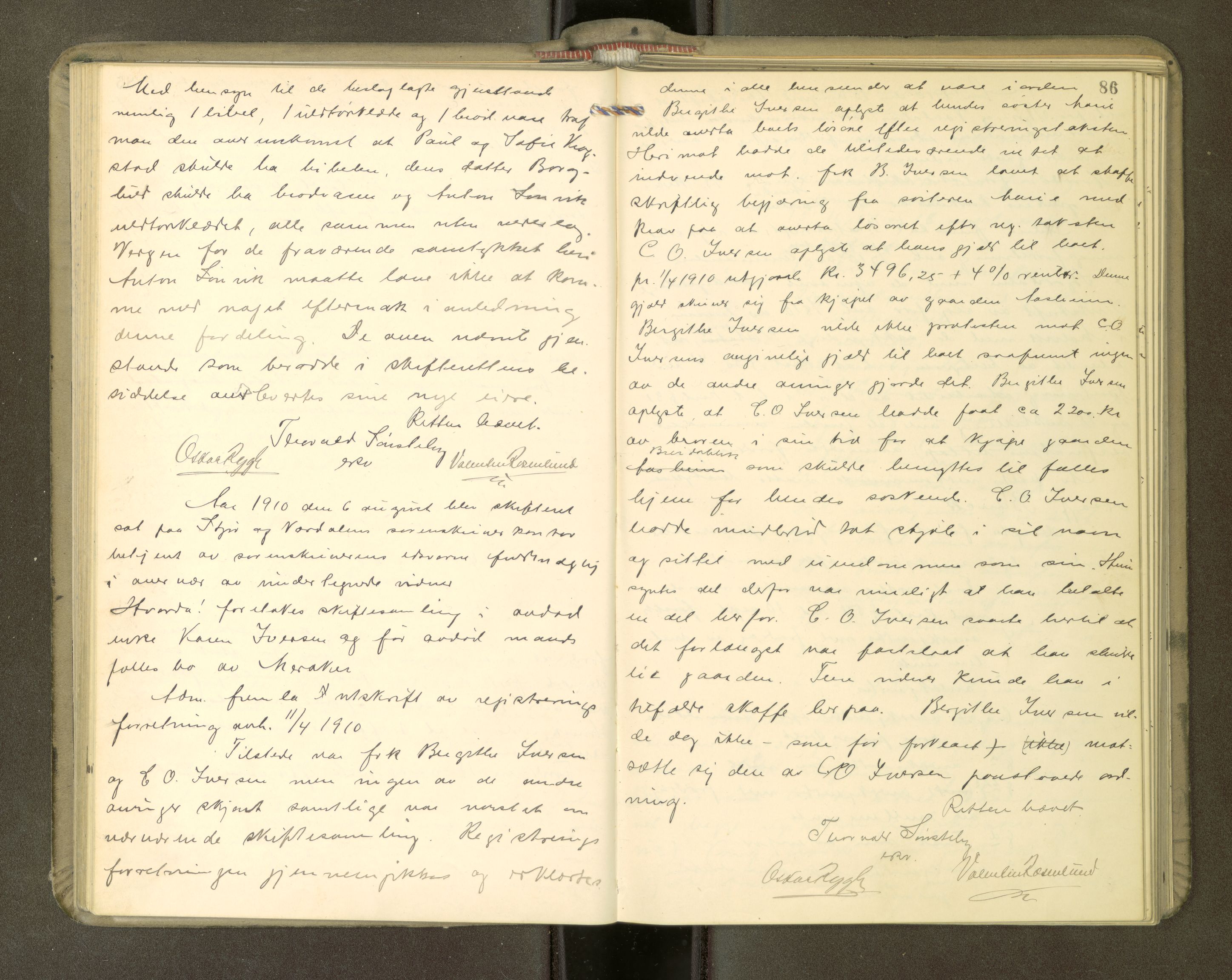 Stjør- og Verdal sorenskriveri, AV/SAT-A-4167/1/3/3B/L0011: Skifteforhandlingsprotokoll, 1909-1912, p. 86