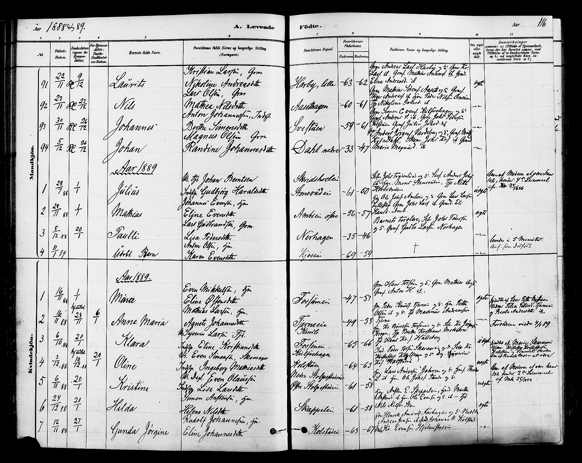 Ringsaker prestekontor, SAH/PREST-014/L/La/L0009: Parish register (copy) no. 9, 1879-1890, p. 116