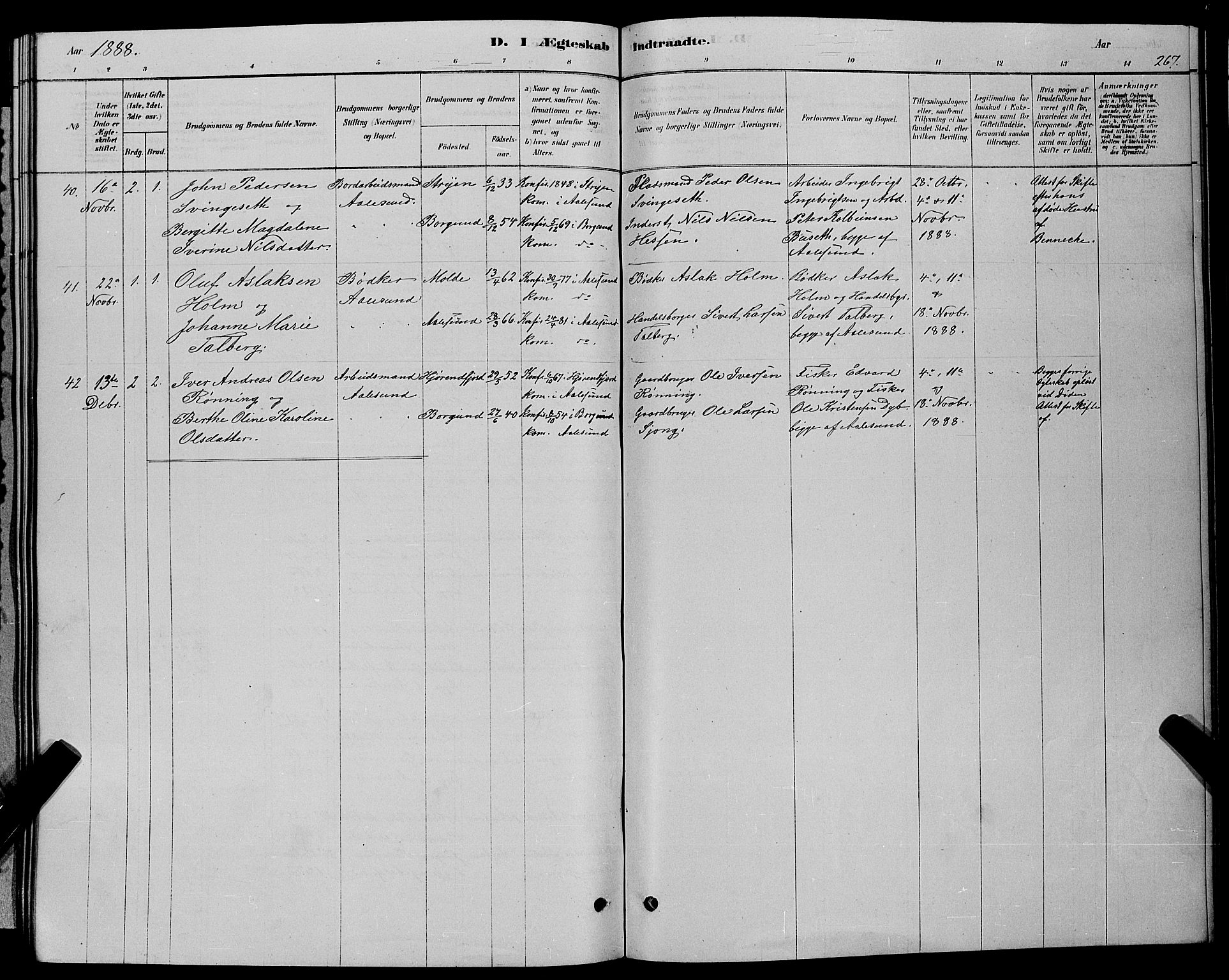 Ministerialprotokoller, klokkerbøker og fødselsregistre - Møre og Romsdal, AV/SAT-A-1454/529/L0466: Parish register (copy) no. 529C03, 1878-1888, p. 267