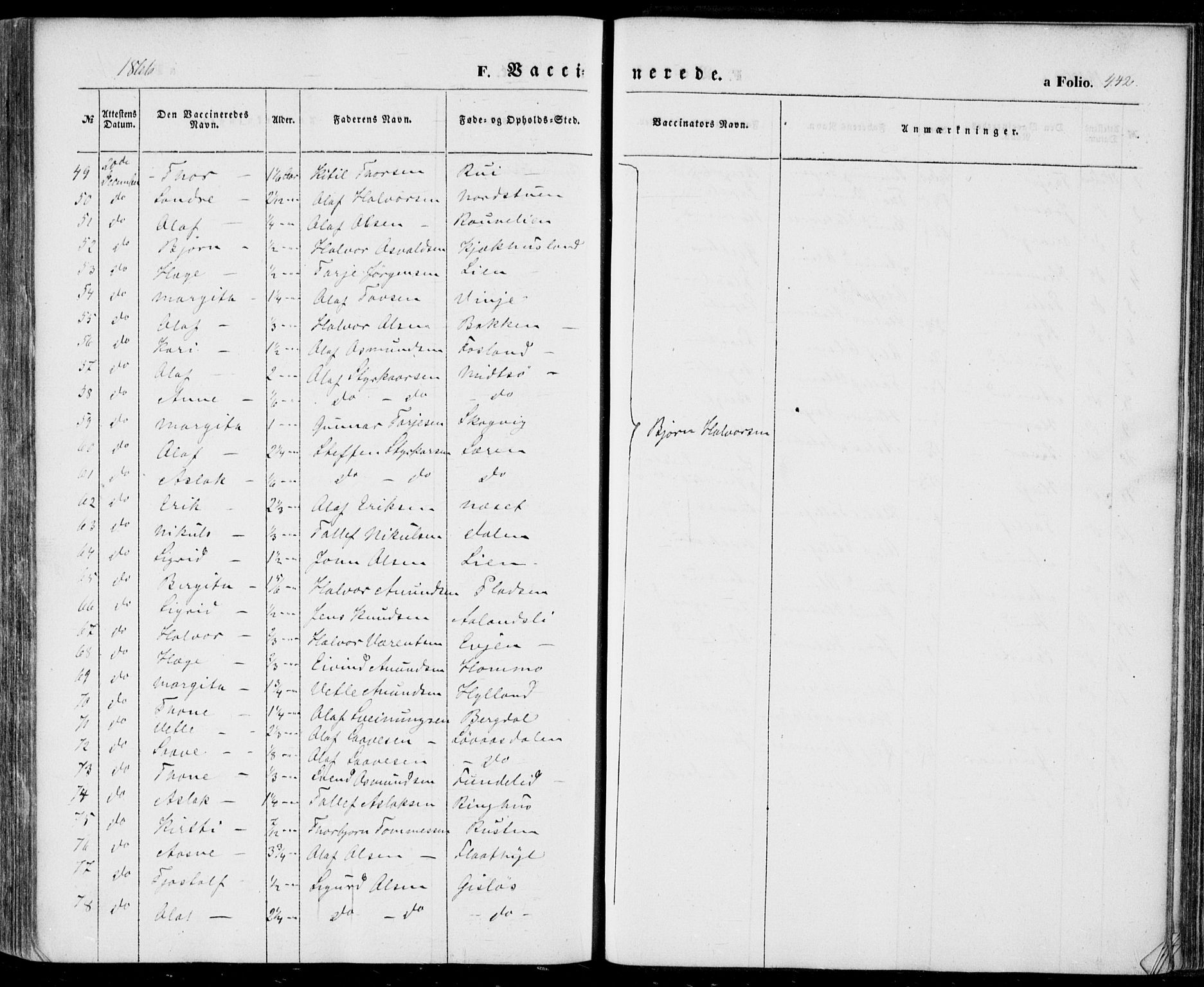 Vinje kirkebøker, SAKO/A-312/F/Fa/L0004: Parish register (official) no. I 4, 1843-1869, p. 442