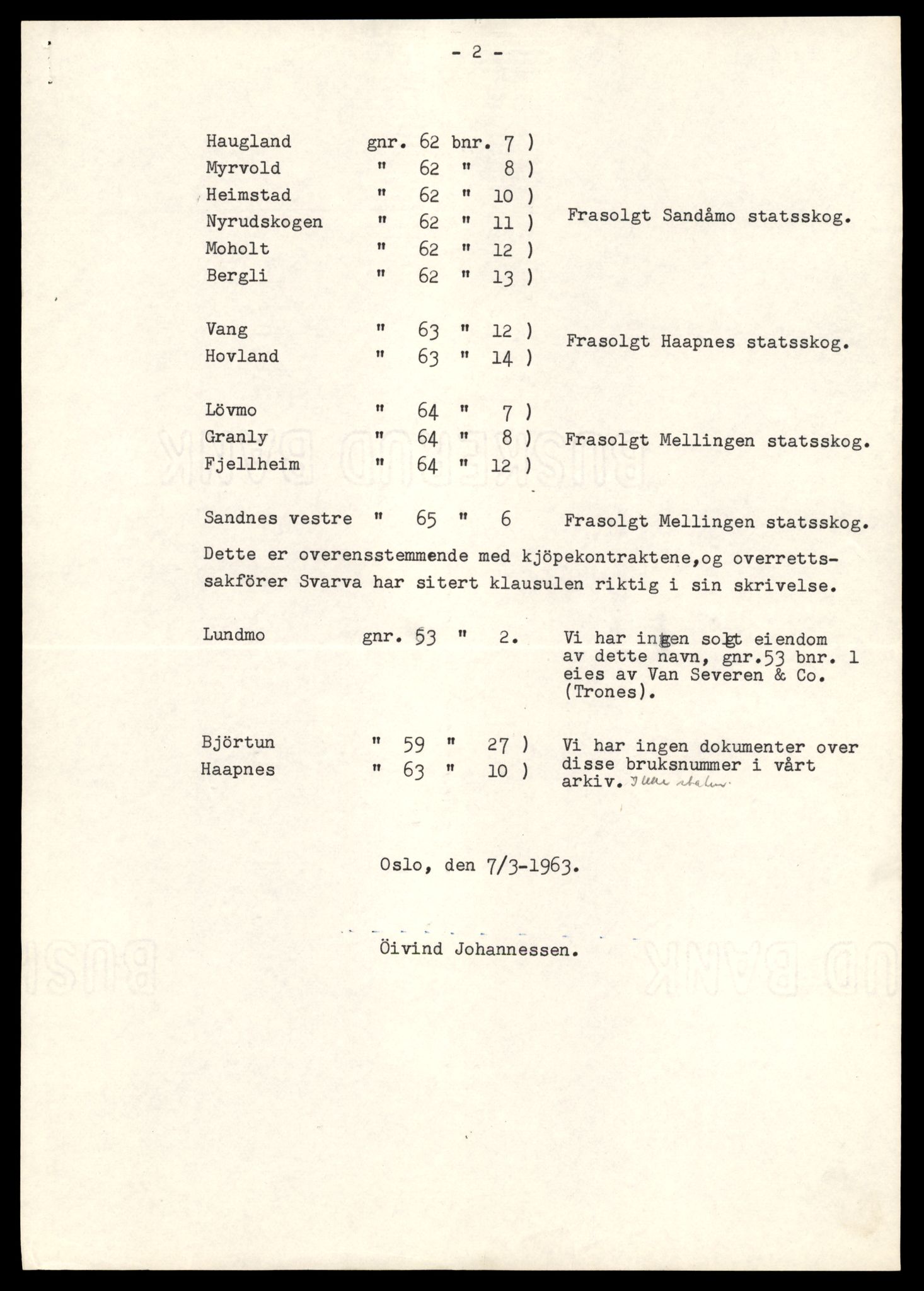 Statskog Trøndelag / Møre, AV/SAT-A-4532/1/D/Da/L0336/0007: Sakarkiv / Vassdragsreguleringer m.m. - Kraftverkene Øvre Namsen, diverse (grunnerstatninger), 1957-1963, p. 29