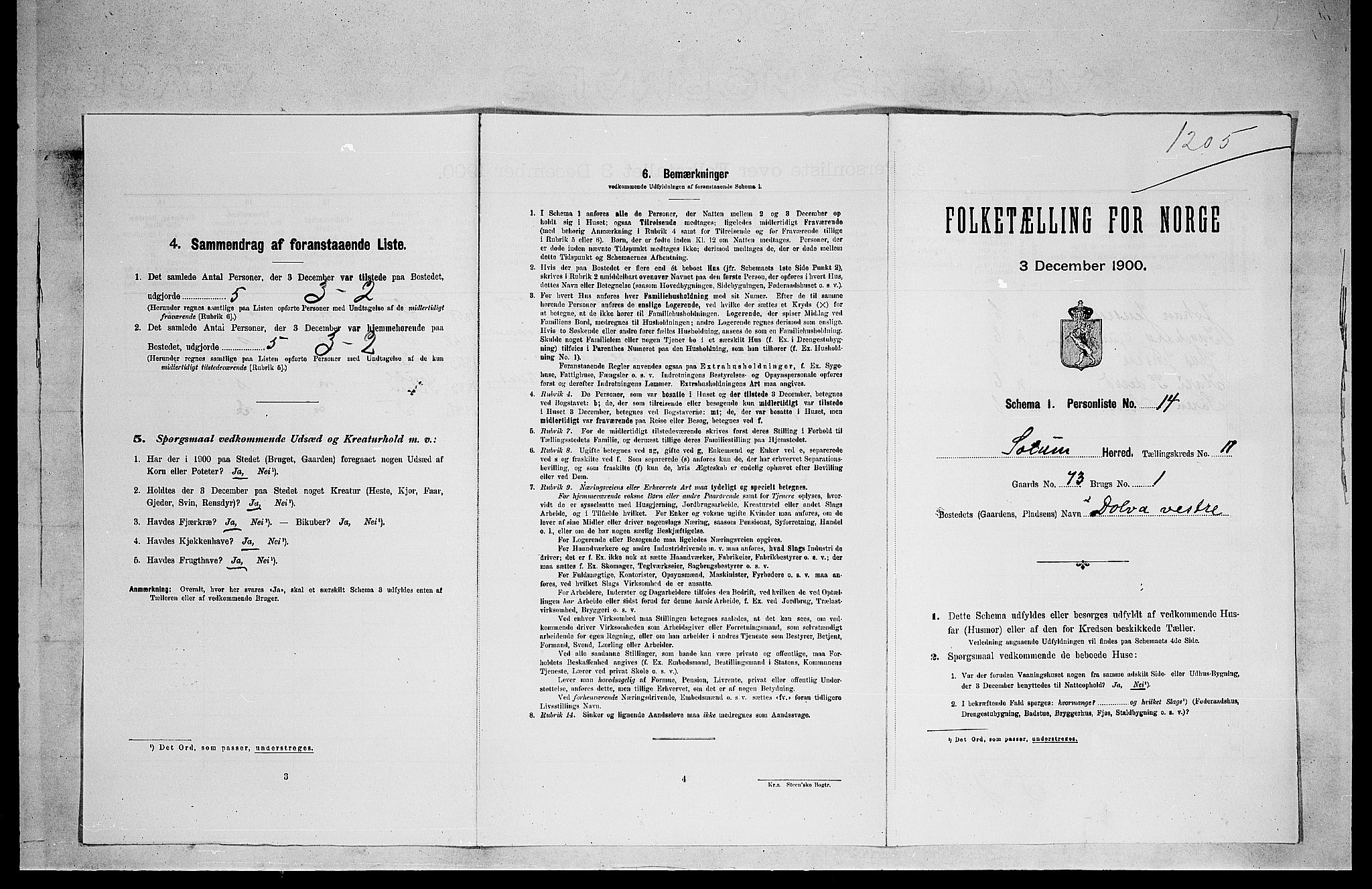 SAKO, 1900 census for Solum, 1900, p. 1863