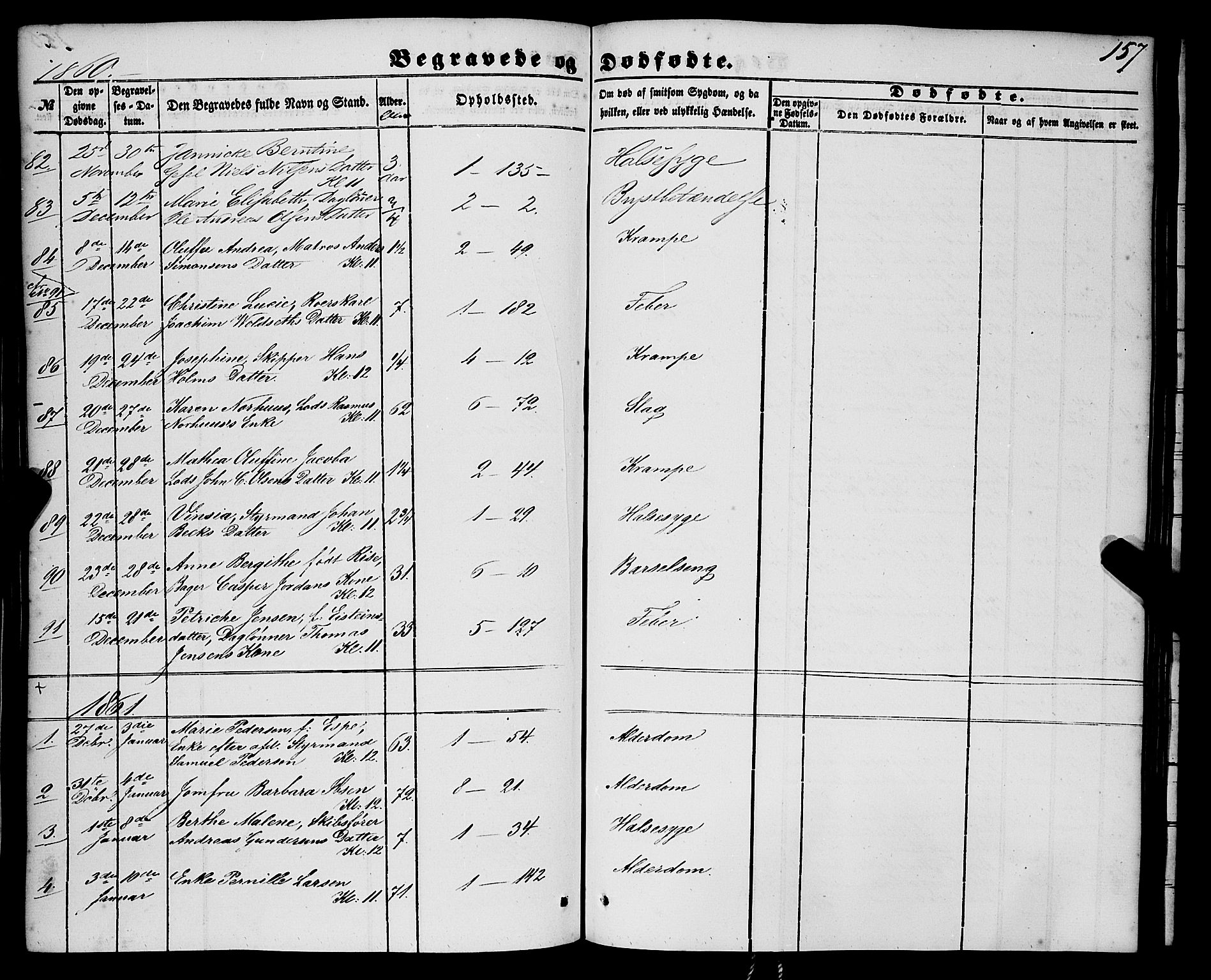 Nykirken Sokneprestembete, SAB/A-77101/H/Haa/L0042: Parish register (official) no. E 2, 1850-1868, p. 157