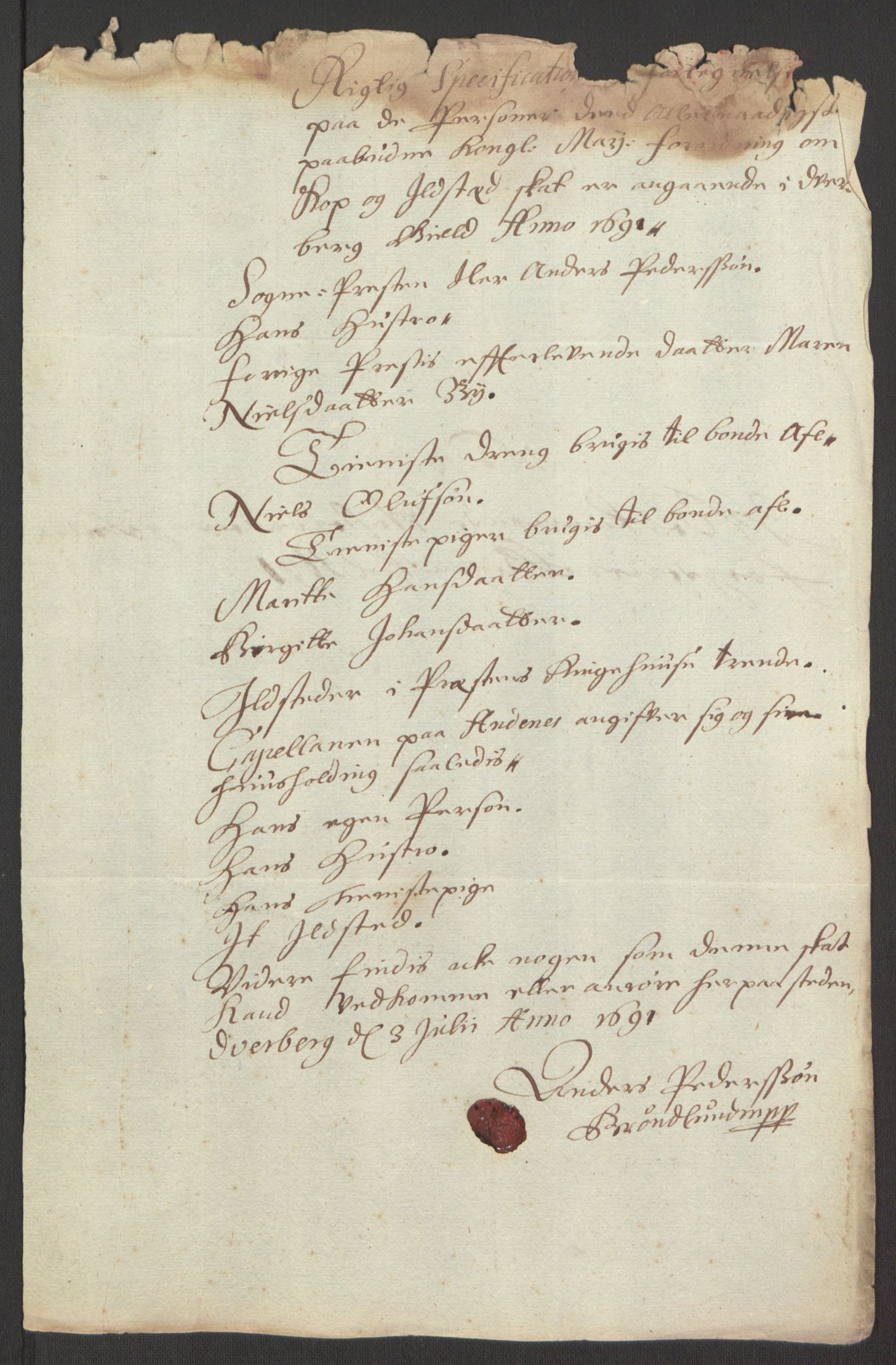 Rentekammeret inntil 1814, Reviderte regnskaper, Fogderegnskap, AV/RA-EA-4092/R67/L4676: Fogderegnskap Vesterålen, Andenes og Lofoten, 1691-1693, p. 84