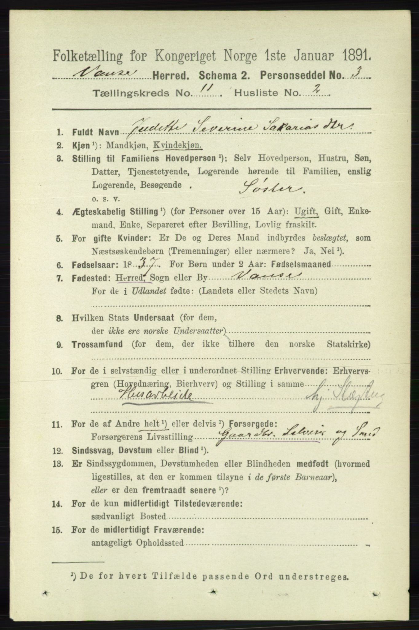 RA, 1891 census for 1041 Vanse, 1891, p. 6194