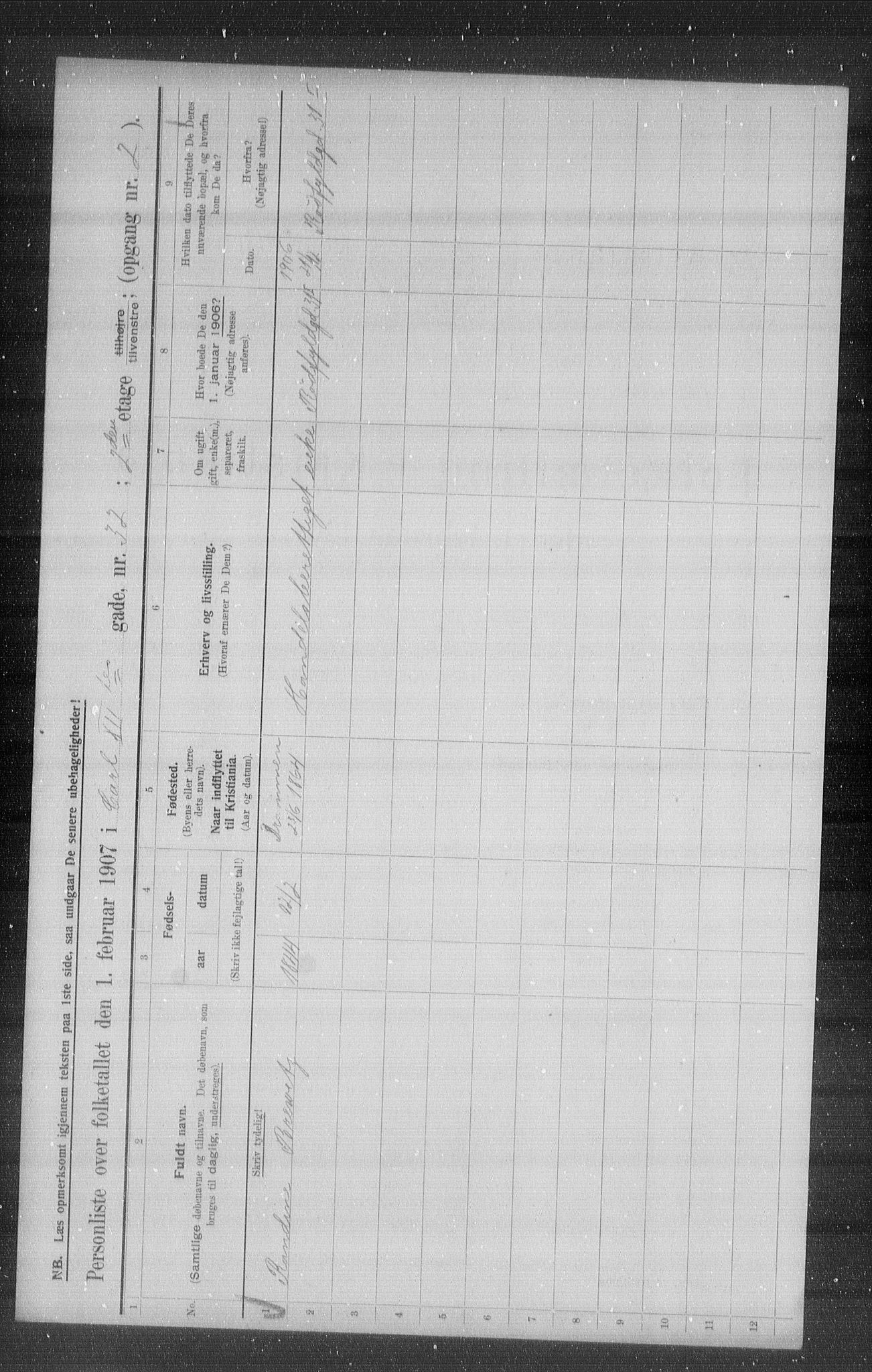 OBA, Municipal Census 1907 for Kristiania, 1907, p. 24798