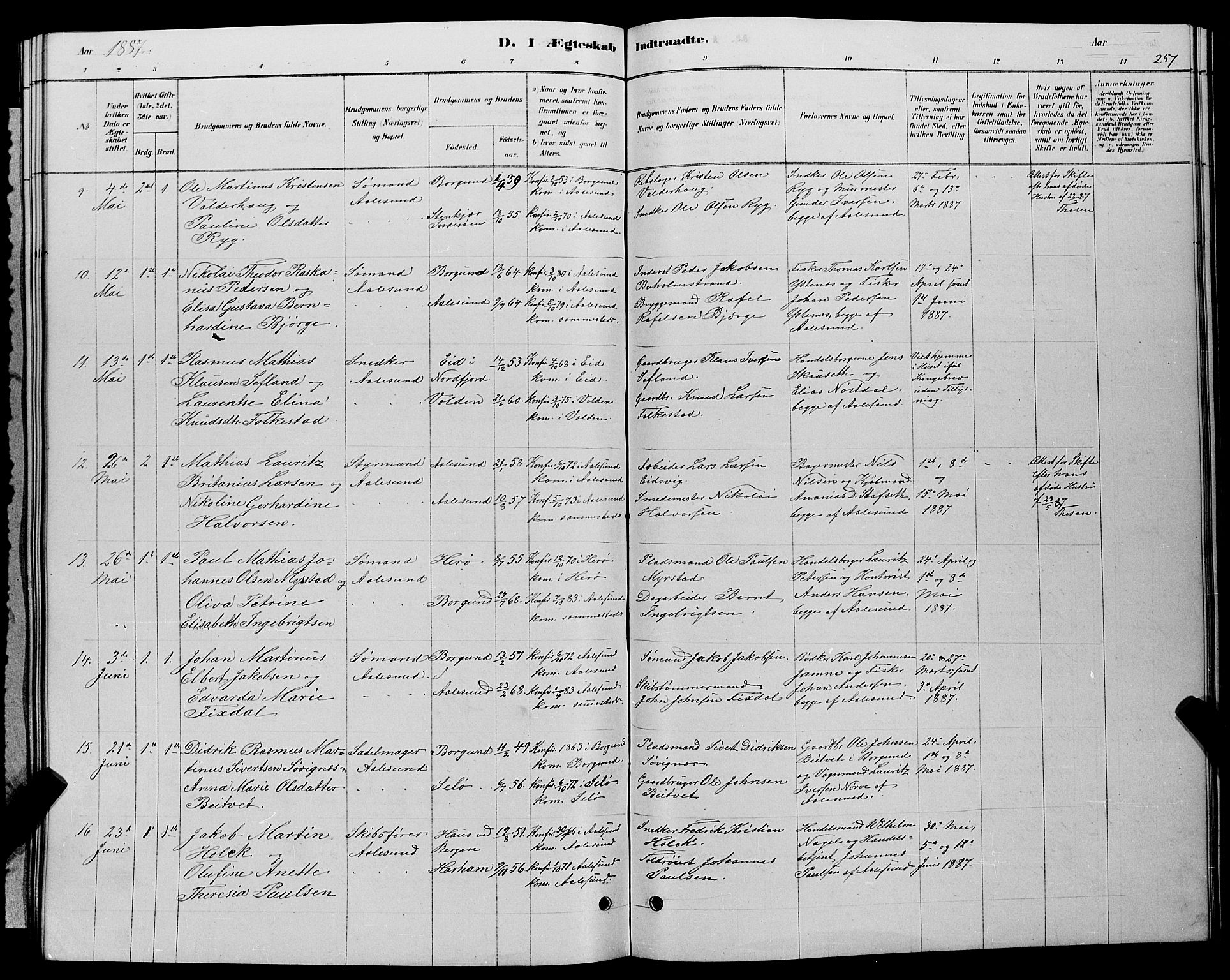 Ministerialprotokoller, klokkerbøker og fødselsregistre - Møre og Romsdal, AV/SAT-A-1454/529/L0466: Parish register (copy) no. 529C03, 1878-1888, p. 257