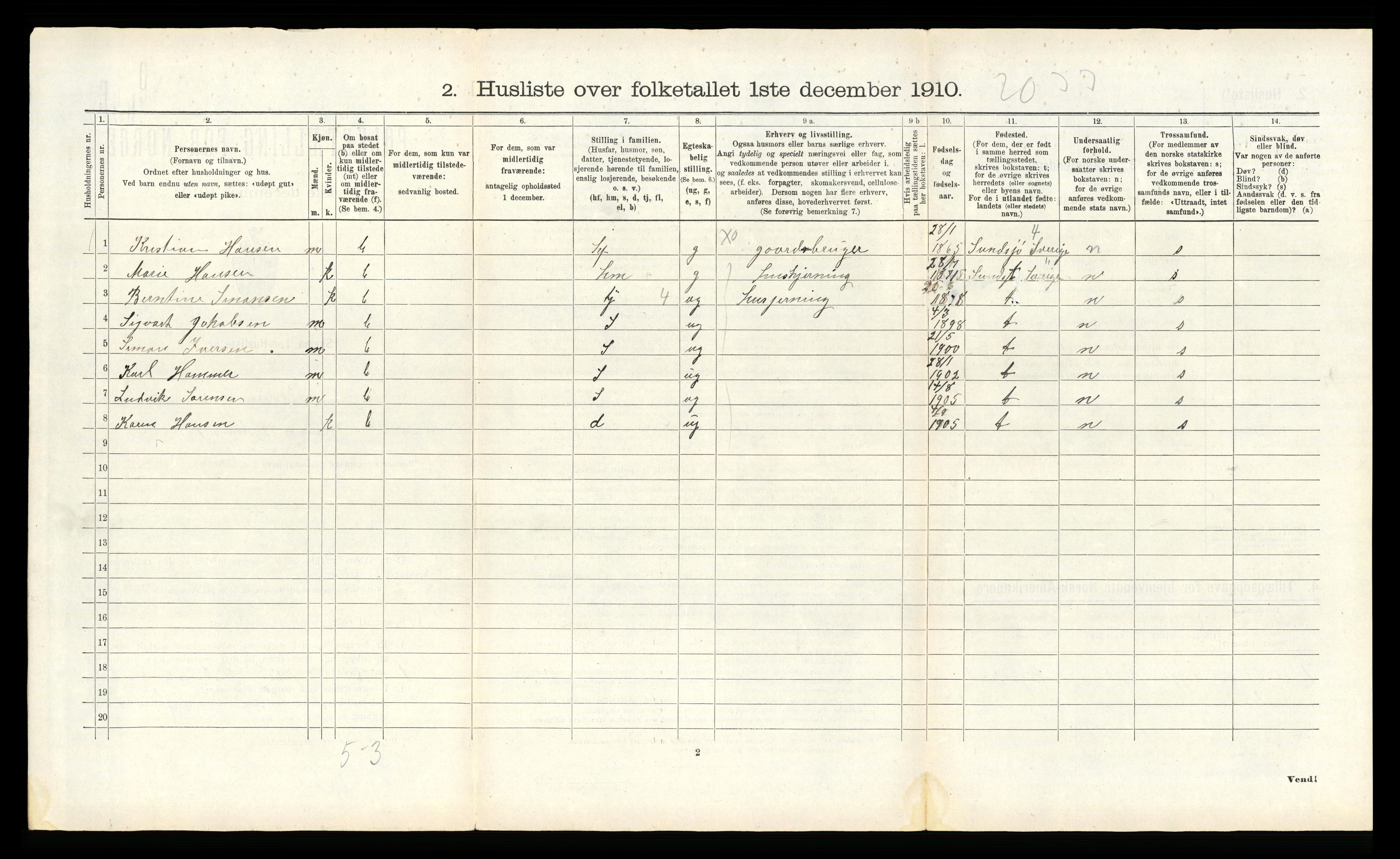 RA, 1910 census for Bodin, 1910, p. 884