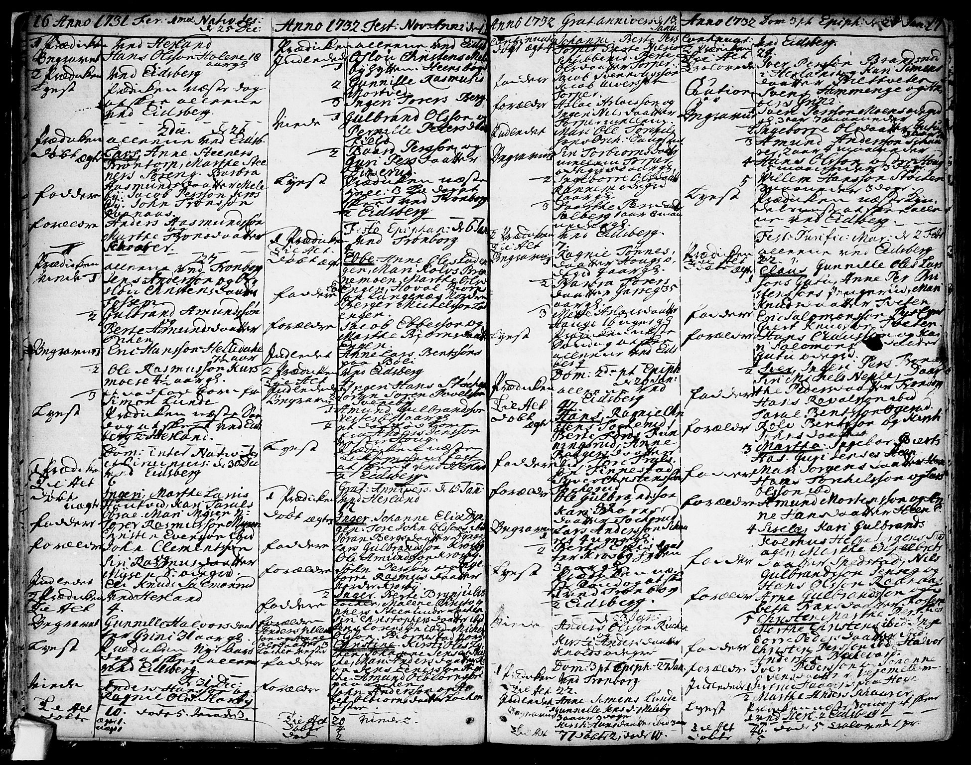 Eidsberg prestekontor Kirkebøker, AV/SAO-A-10905/F/Fa/L0002: Parish register (official) no. I 2, 1731-1741, p. 16-17